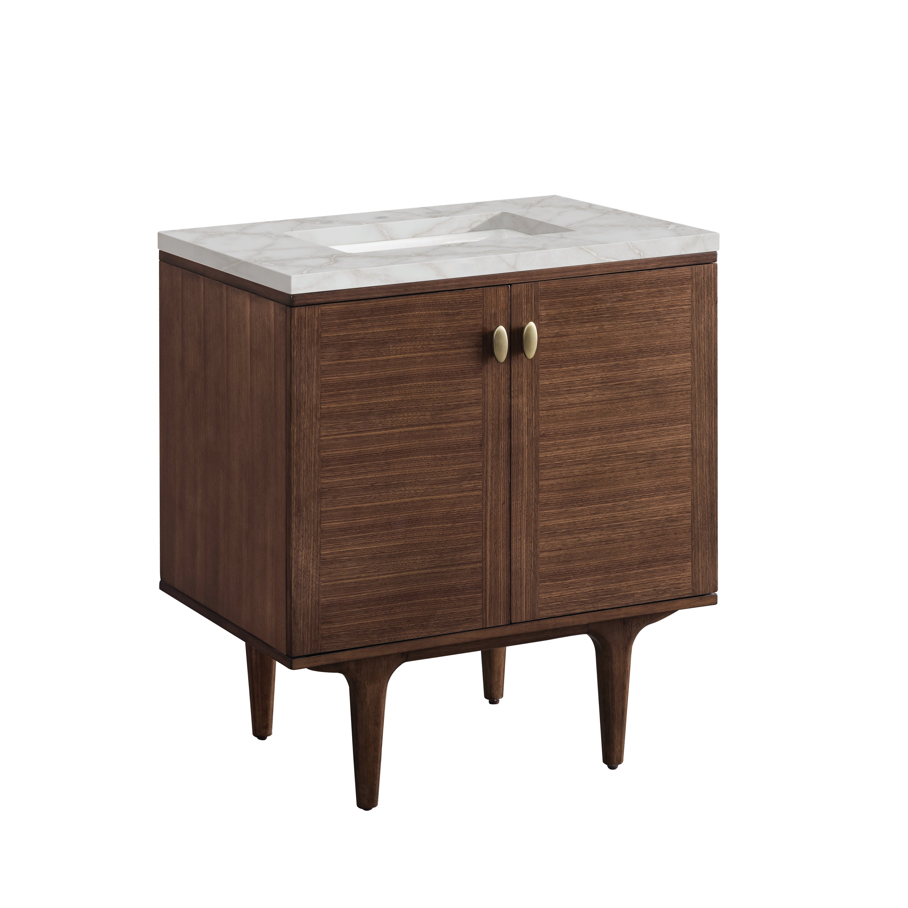 James Martin Amberly 30" Single Vanity in Mid-Century Walnut with 3cm Countertop