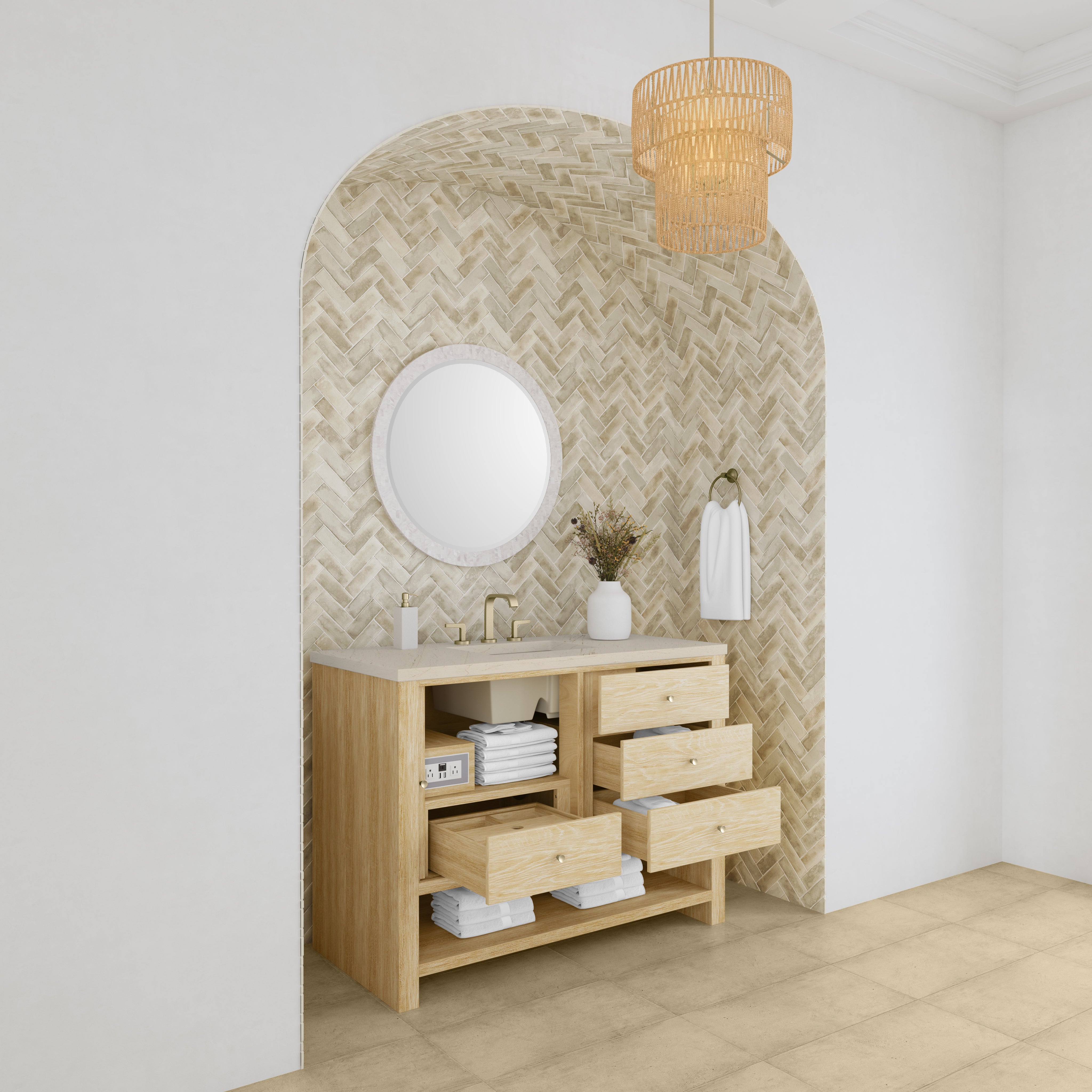 James Martin Marigot 48" Single Vanity in Sunwashed Oak with 3cm Countertop