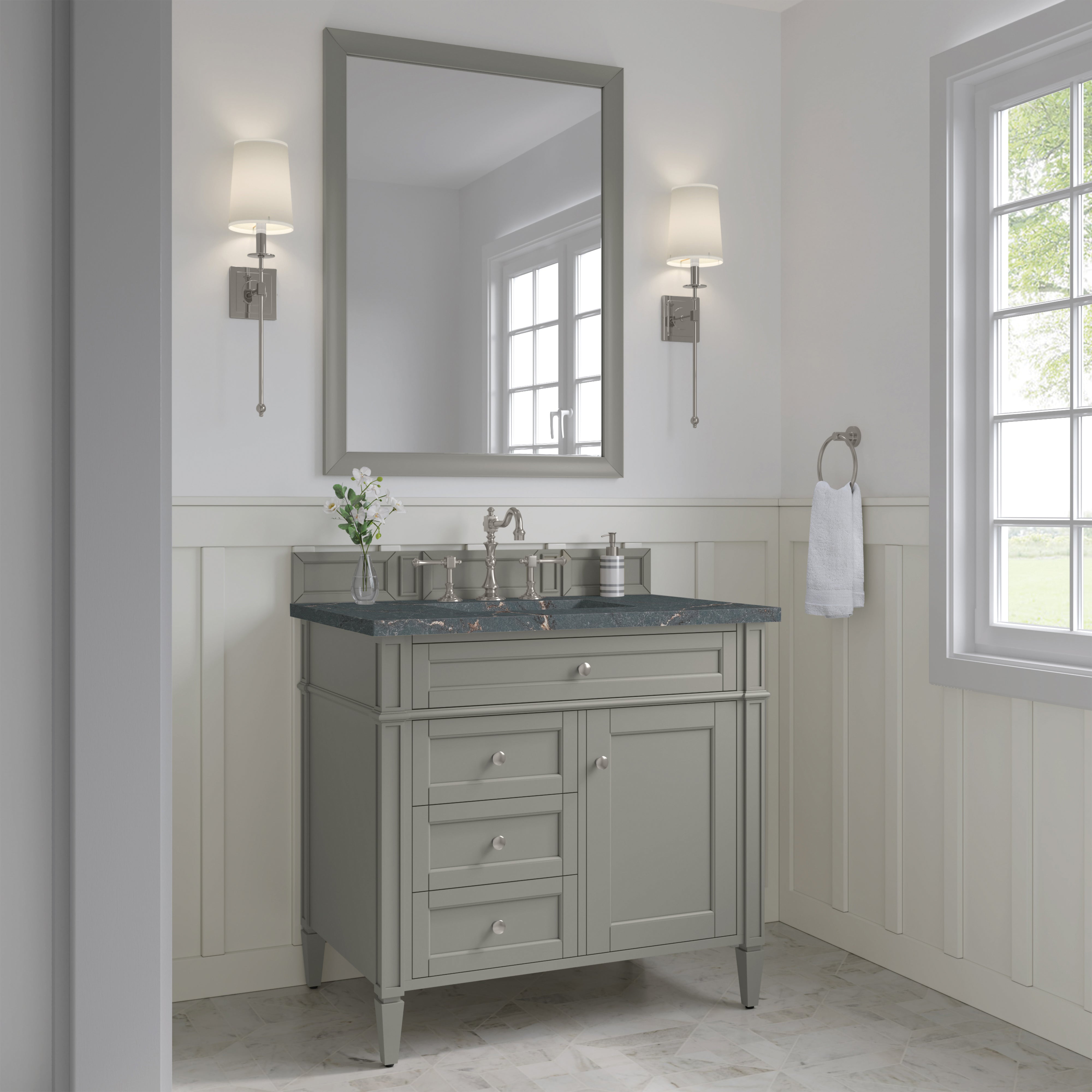 James Martin Brittany 36" Single Vanity in Urban Gray with 3cm Countertop