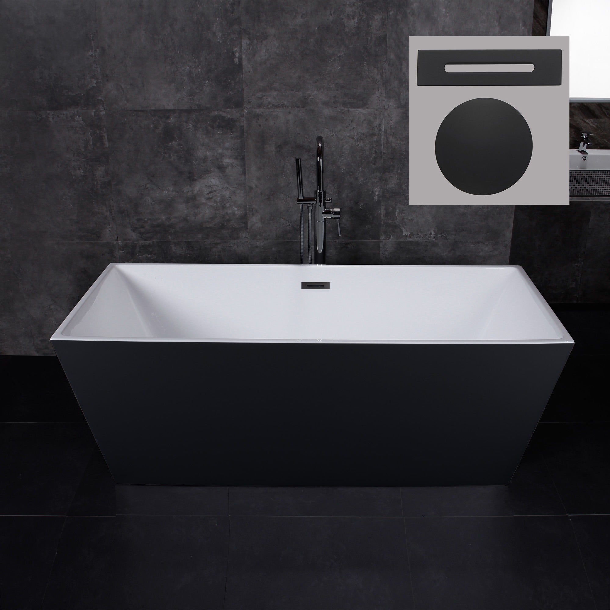WOODBRIDGE 67" Acrylic Freestanding Bathtub Contemporary Soaking Tub with Drain & Overflow, B1812