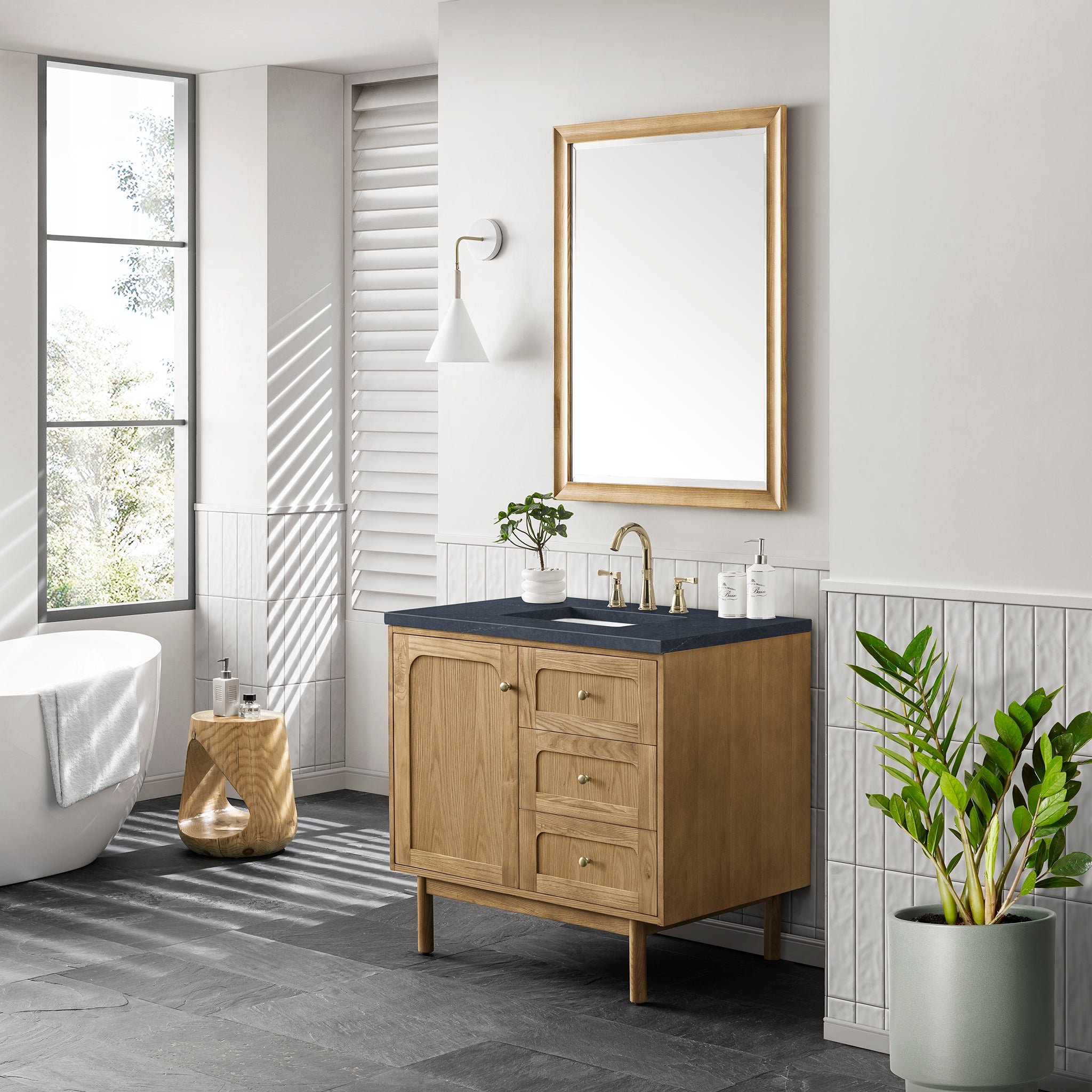 James Martin Laurent 36" Single Vanity in Light Natural Oak with 3cm Countertop