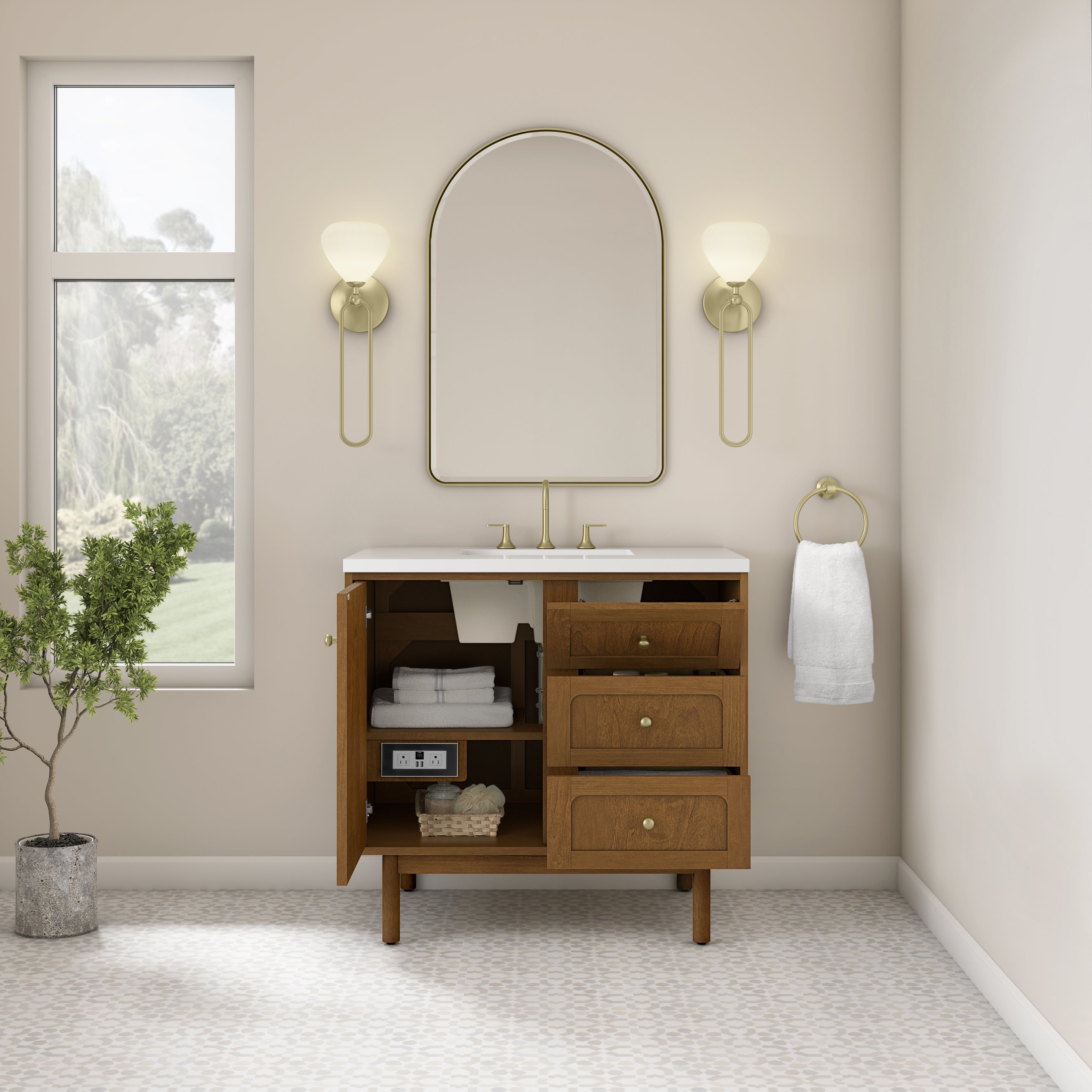 James Martin Laurent 36" Single Vanity in Honey Oak with 3cm Countertop