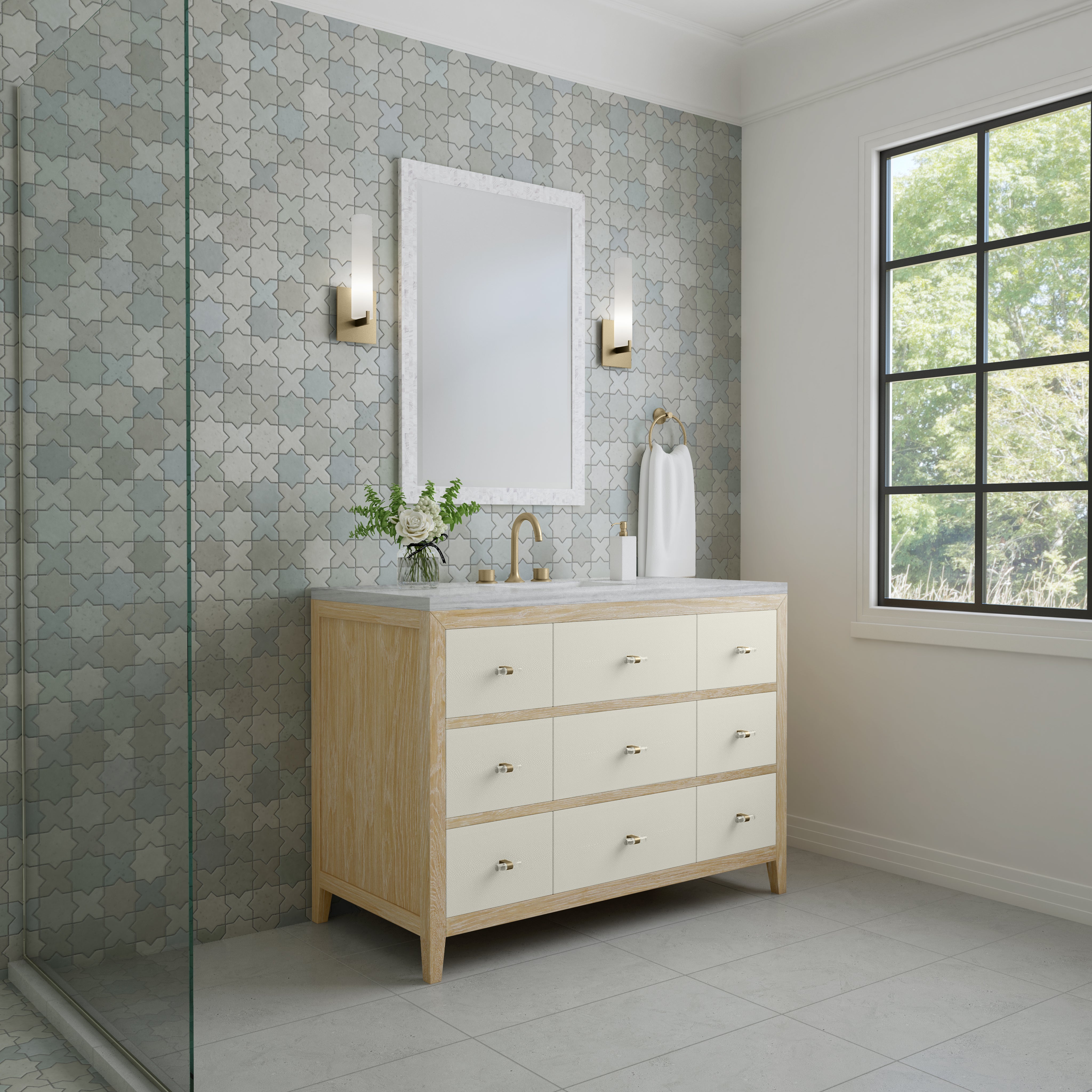 James Martin Celeste 48" Single Vanity in Sunwashed Oak with 3cm Countertop