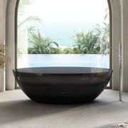 MAIDSTONE Theo 67 Inch Transparent Double Ended Solid Surface Freestanding Tub - Black