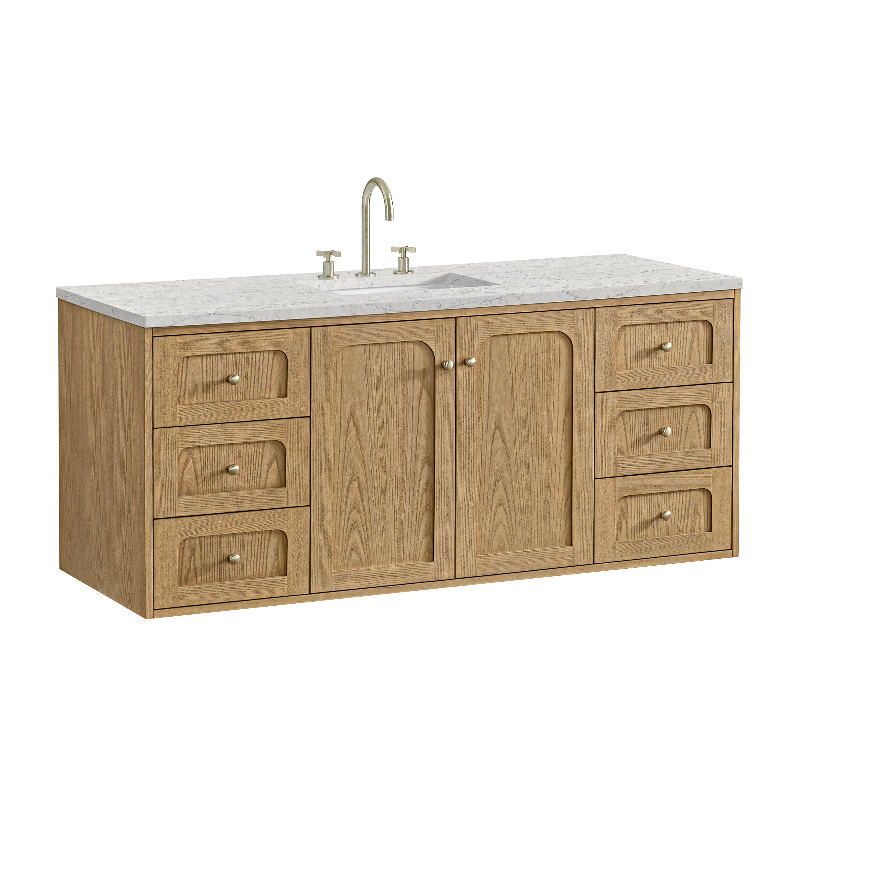 James Martin Laurent 60" Single Vanity in Light Natural Oak with 3cm Countertop