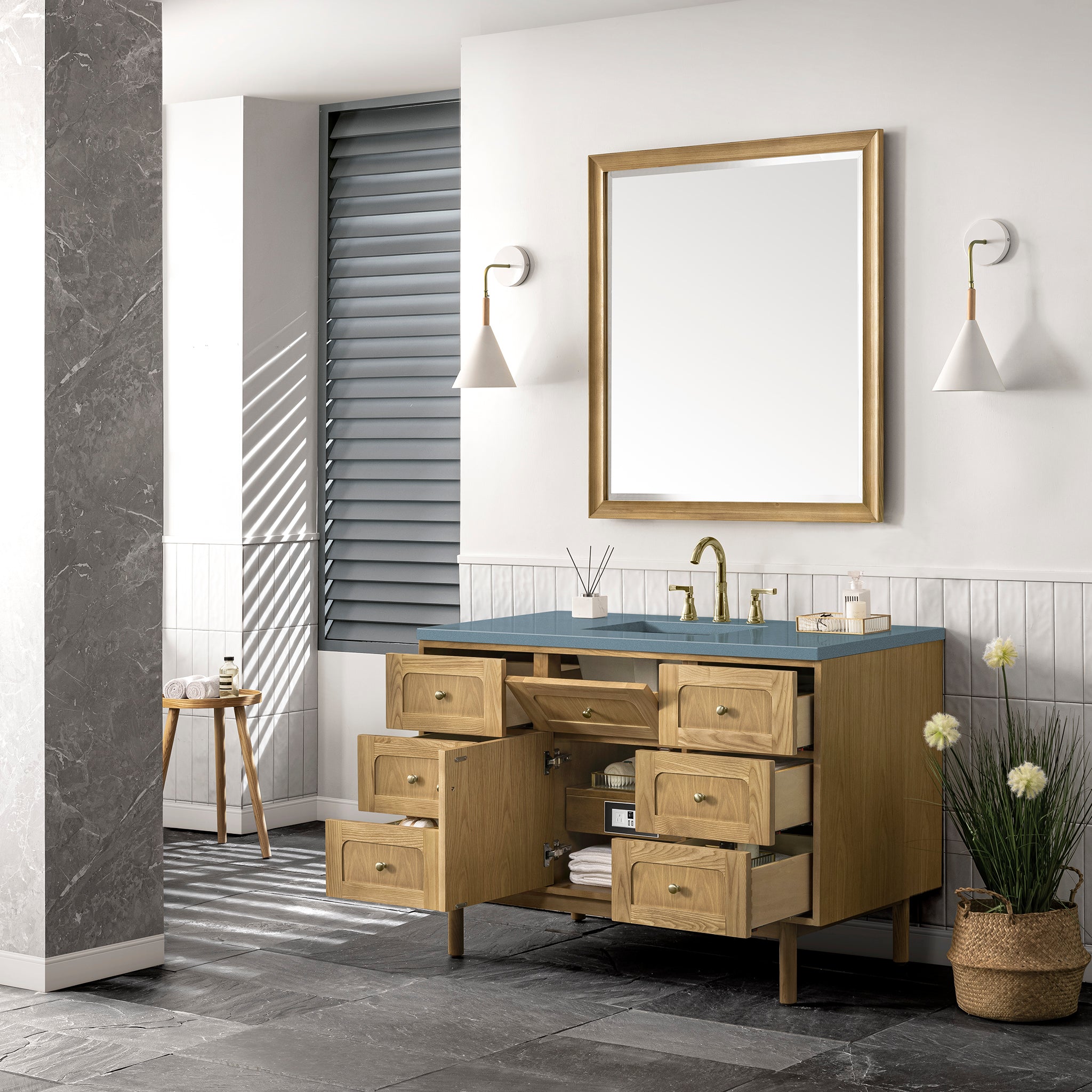 James Martin Laurent 48" Single Vanity in Light Natural Oak with 3cm Countertop