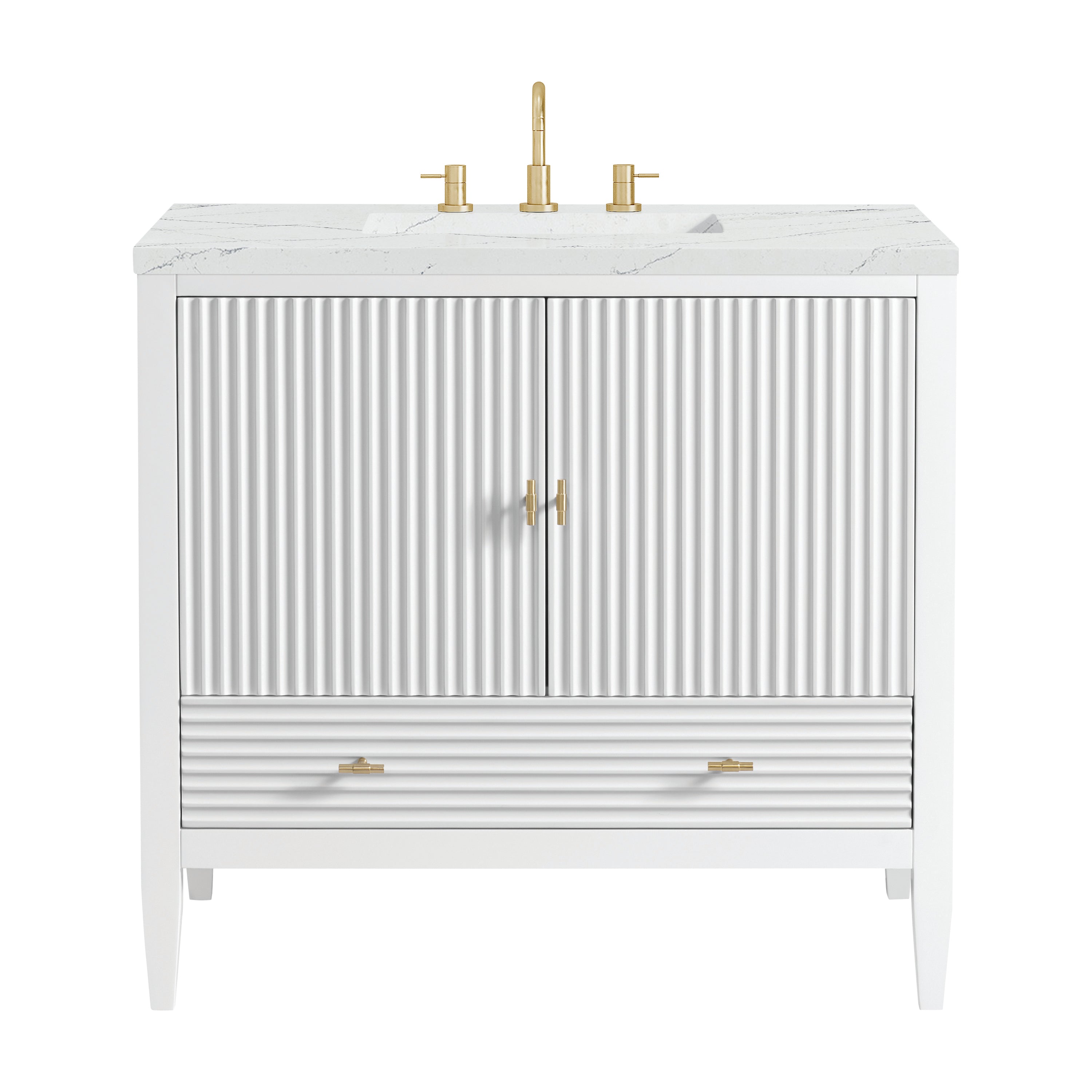 James Martin Myrrin 36" Vanity in Bright White with 3cm Countertop
