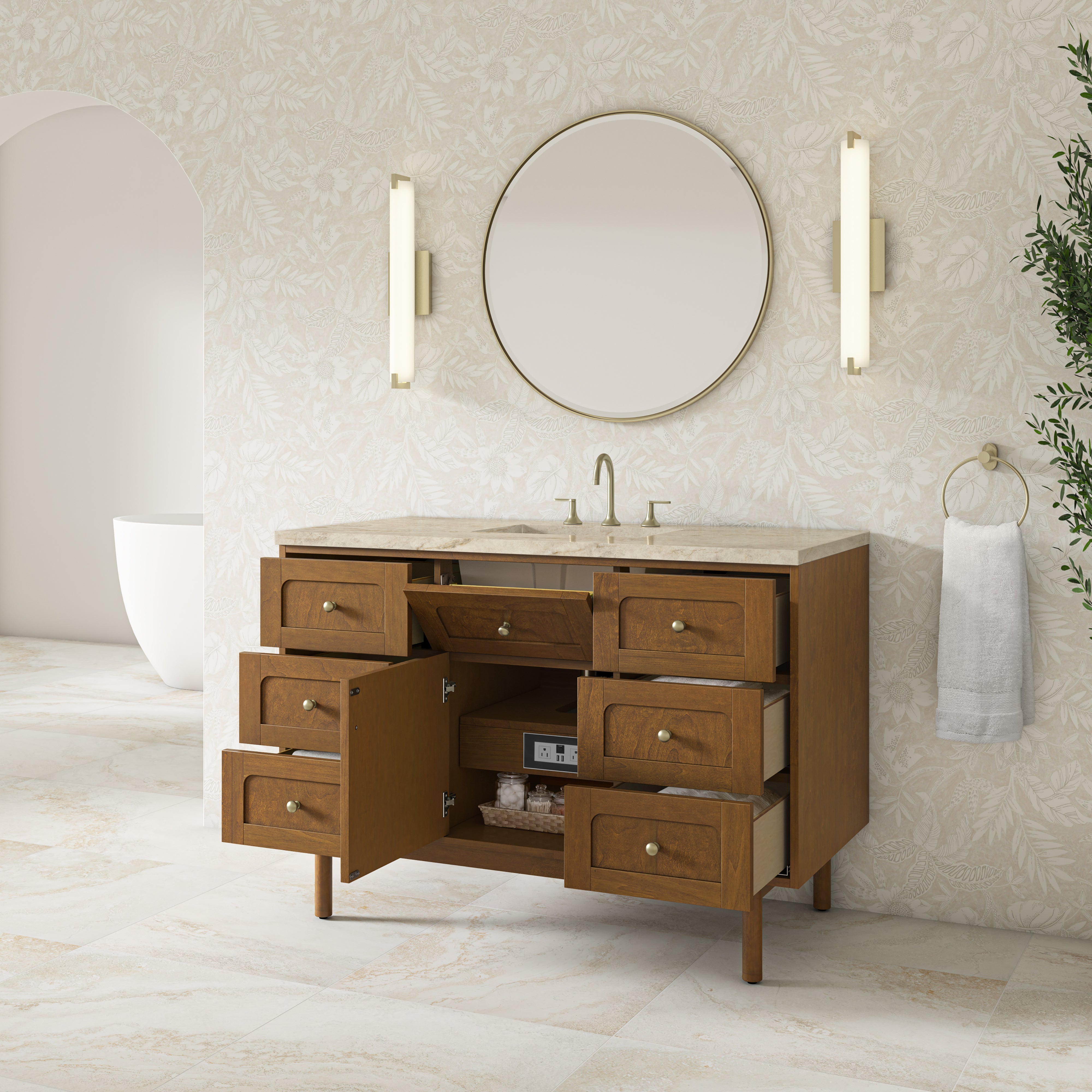 James Martin Laurent 48" Single Vanity in Honey Oak with 3cm Countertop