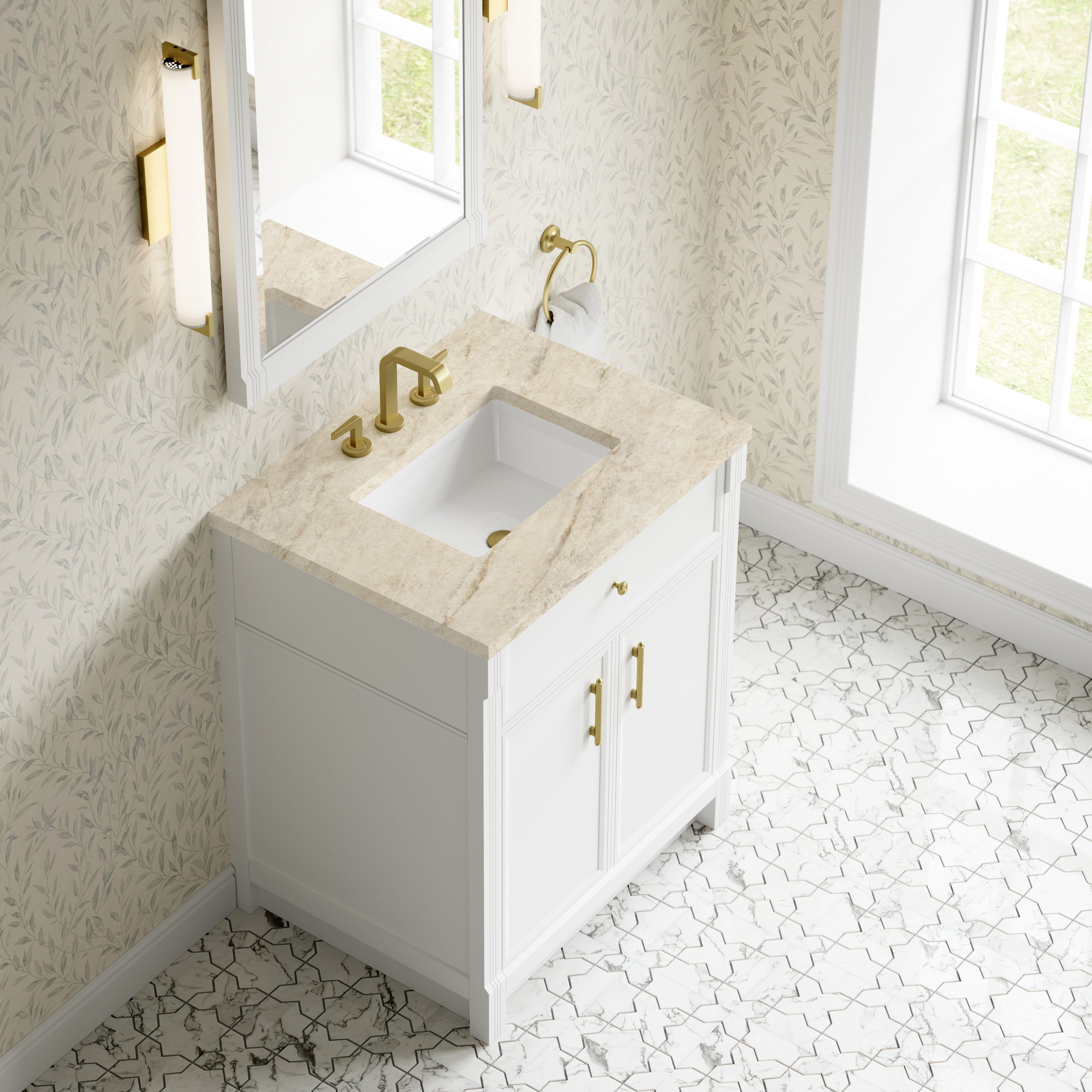 James Martin Bellshire 30" Single Vanity in Bright White with 3cm Countertop