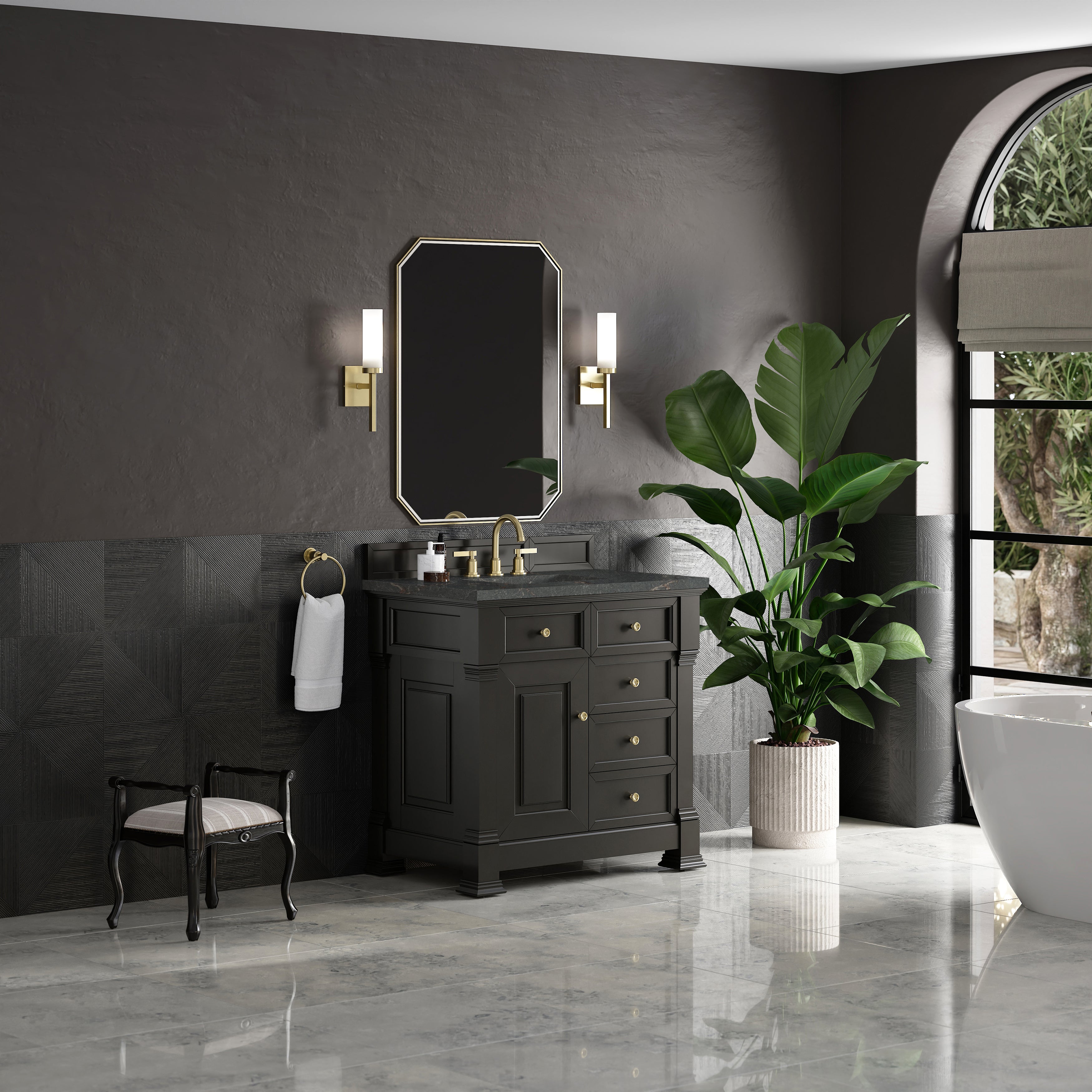 James Martin Brookfield 36" Single Vanity in Black Onyx with 3cm Countertop