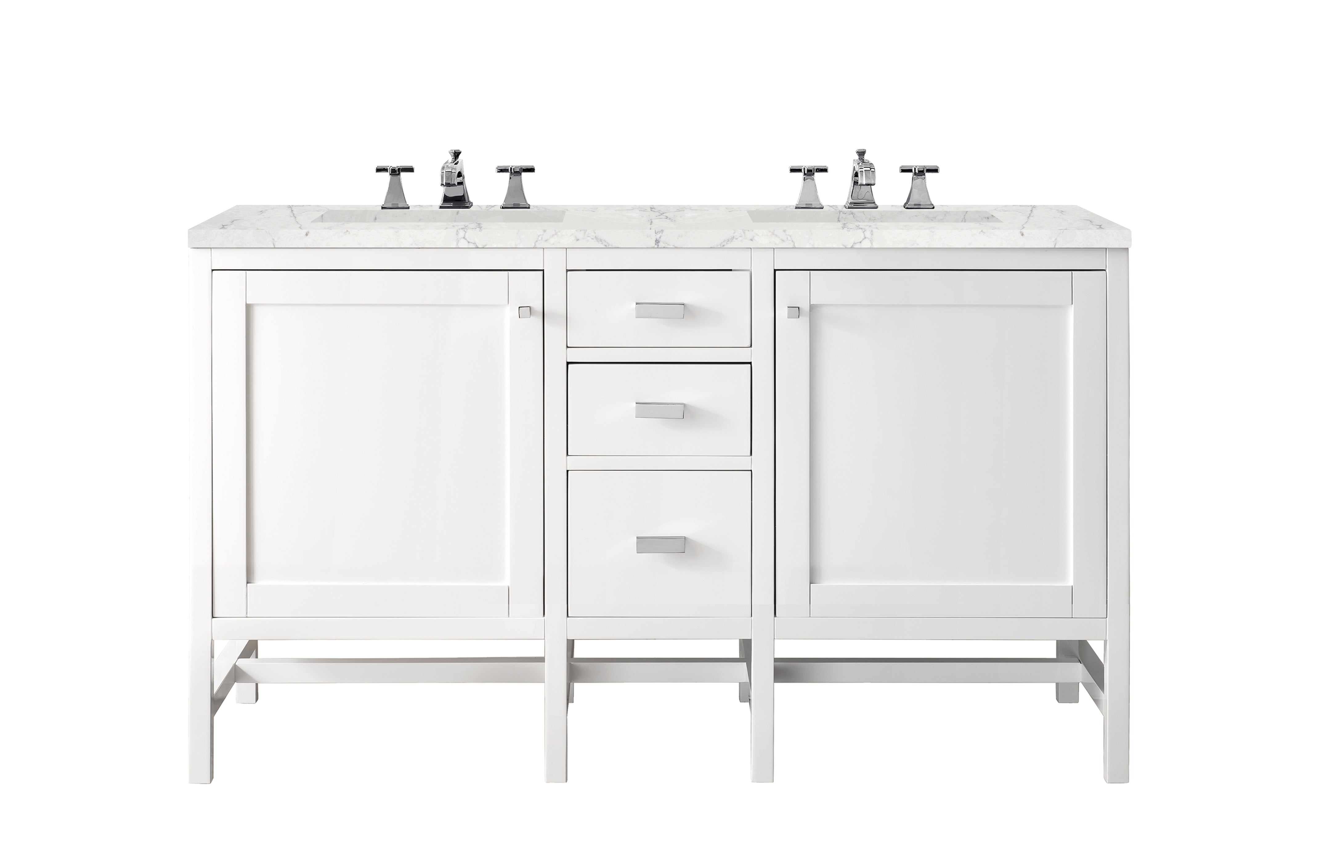 James Martin Addison 60" Double Vanity in Glossy White with 3cm Countertop