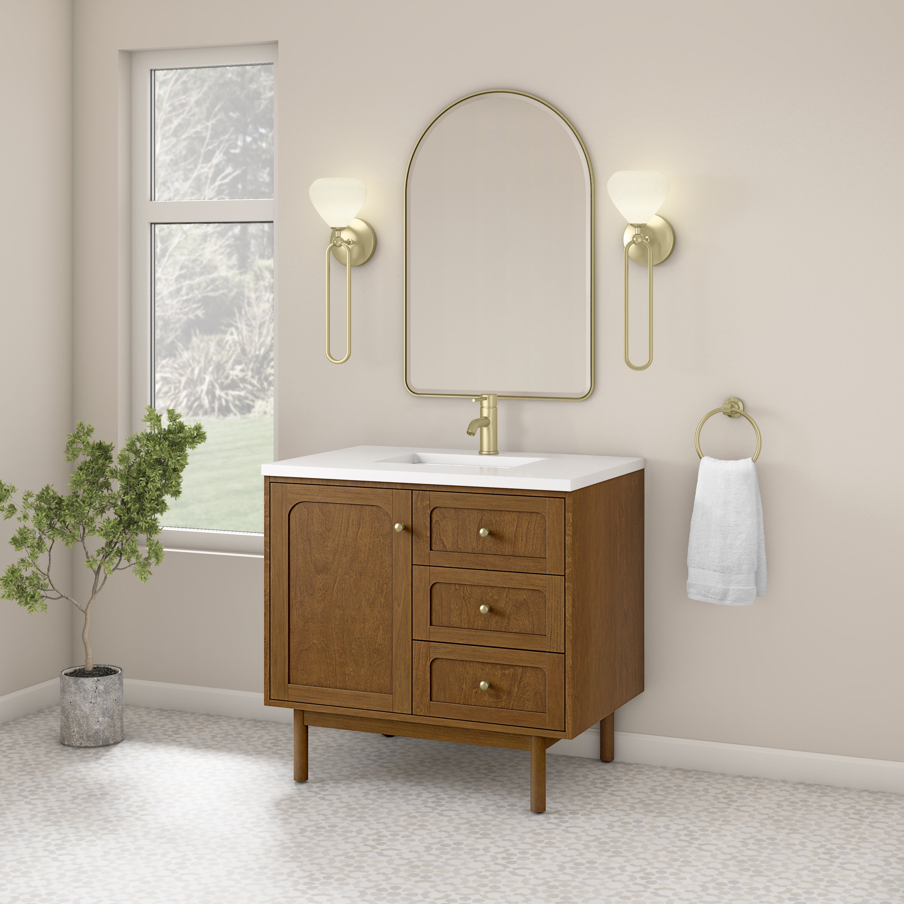 James Martin Laurent 36" Single Vanity in Honey Oak with 3cm Countertop