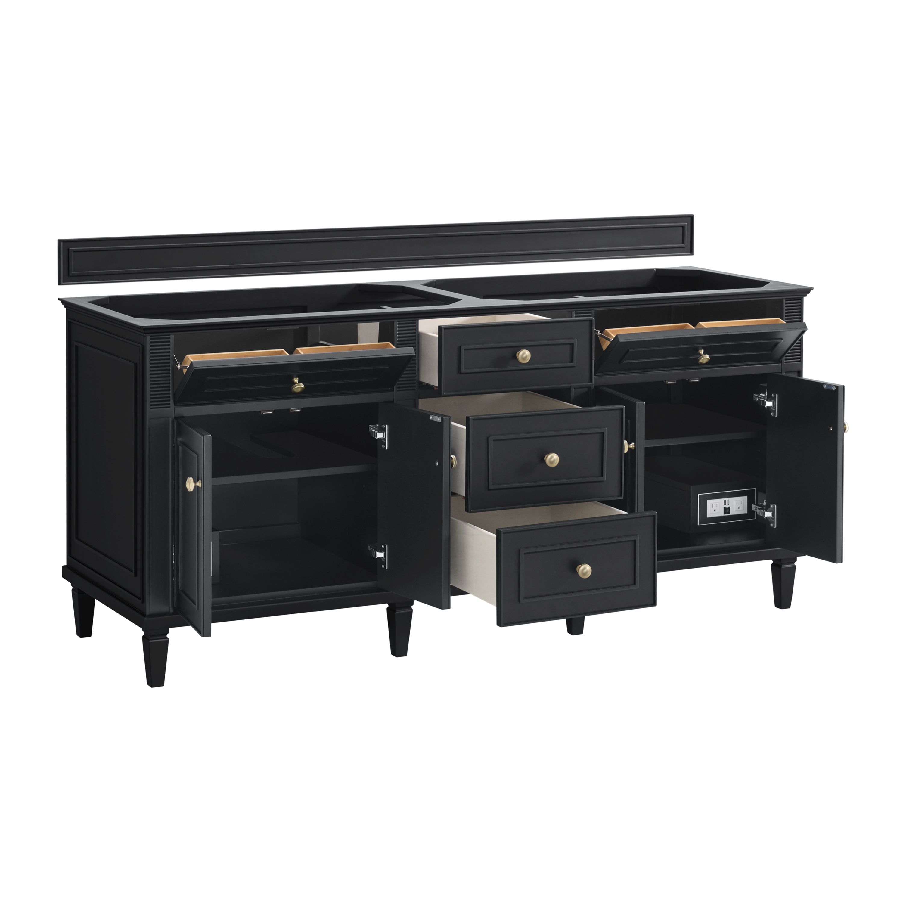 James Martin Lorelai 72" Double Vanity in Black Onyx with 3cm Countertop