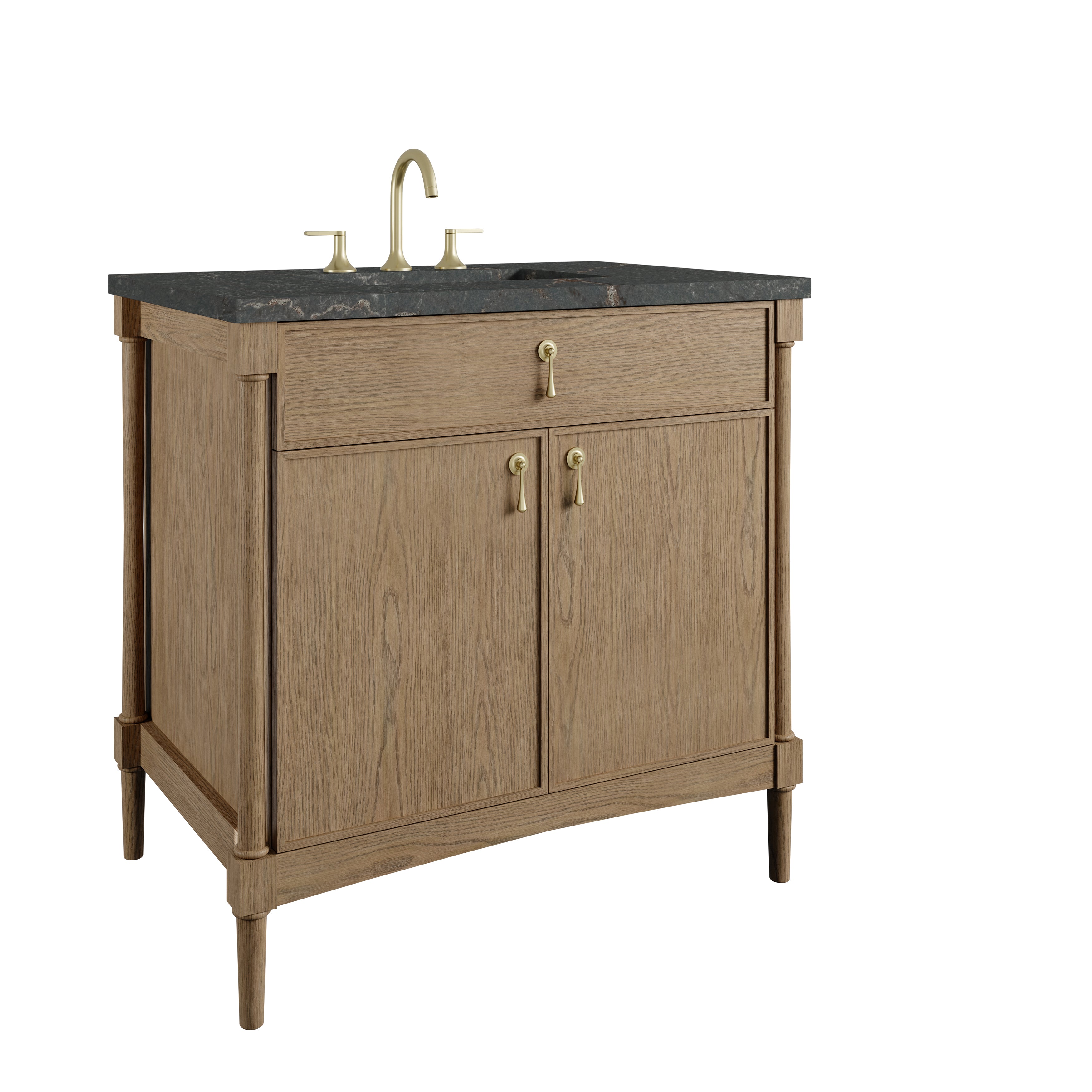 James Martin Kinnsden 36" Single Vanity in Weathered Oak with 3cm Countertop