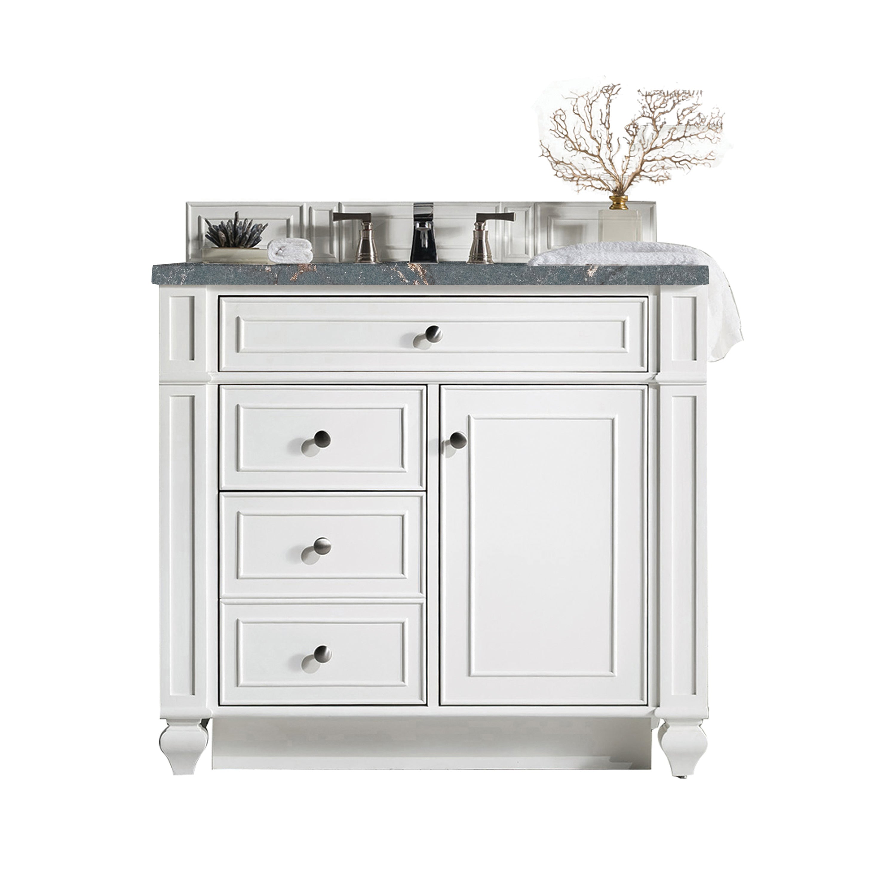 James Martin Bristol 36" Single Vanity in Bright White with 3cm Countertop