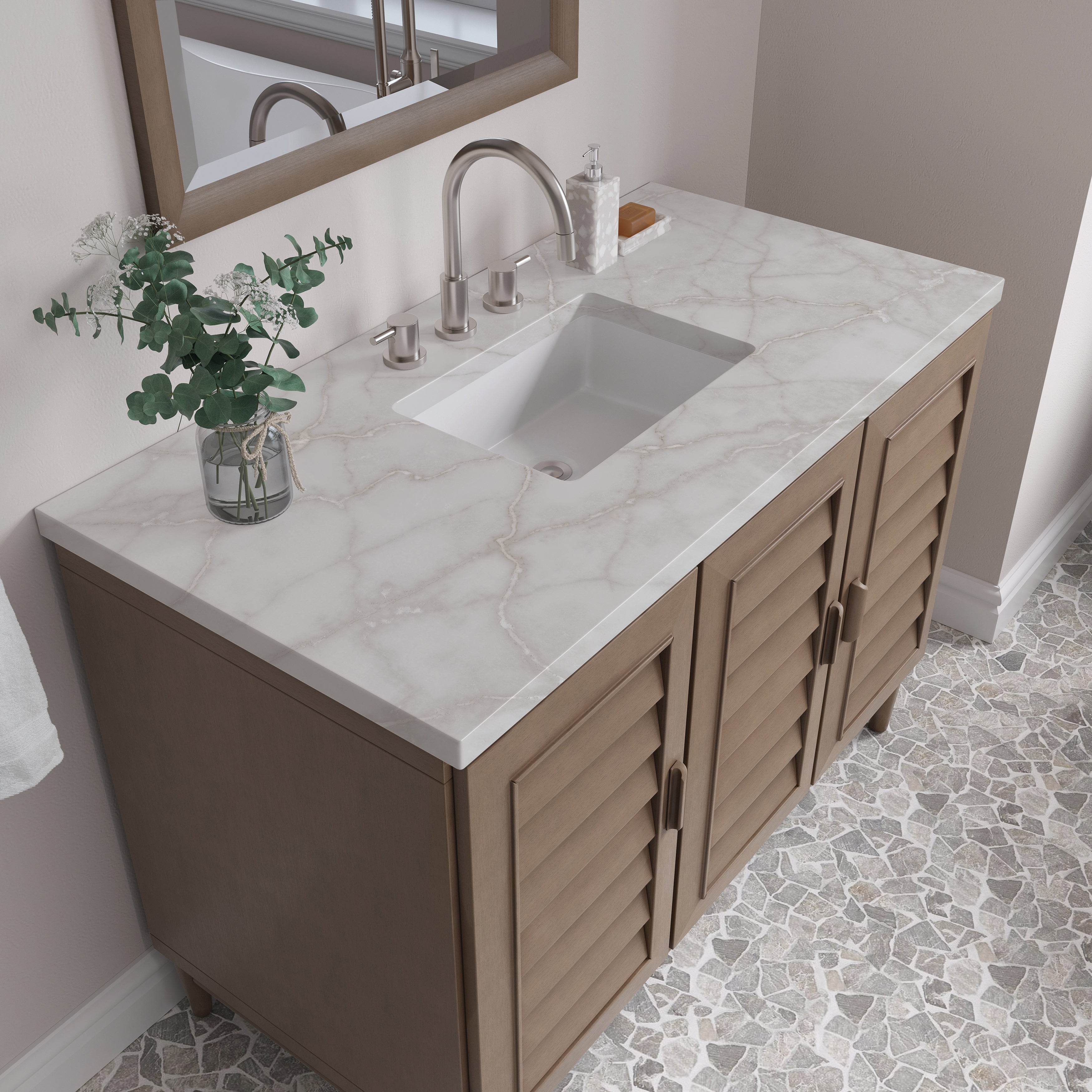 James Martin Portland 48" Single Vanity in Whitewashed Walnut with 3cm Countertop