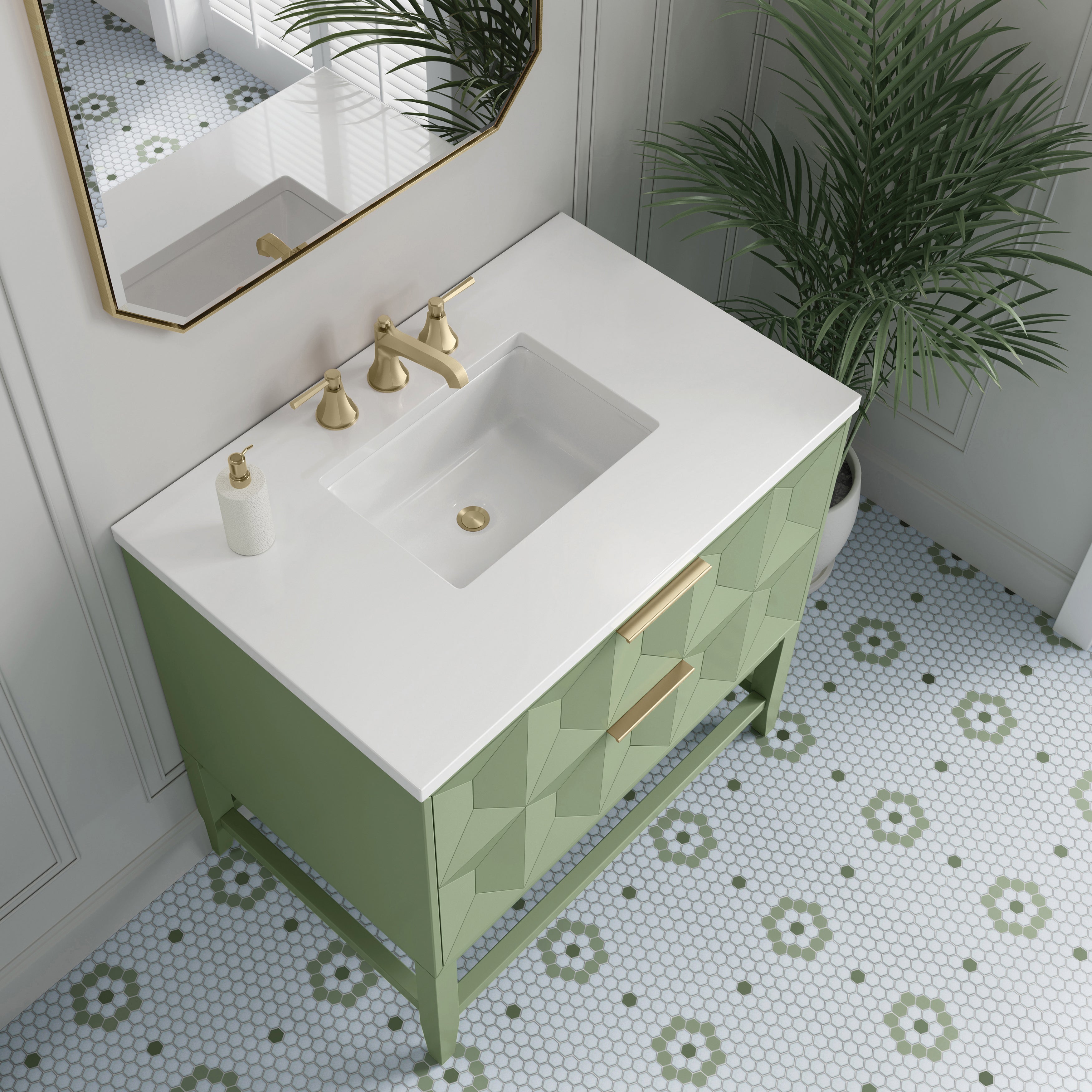 James Martin Emmeline 36" Single Vanity in Pistachio with 3cm Countertop