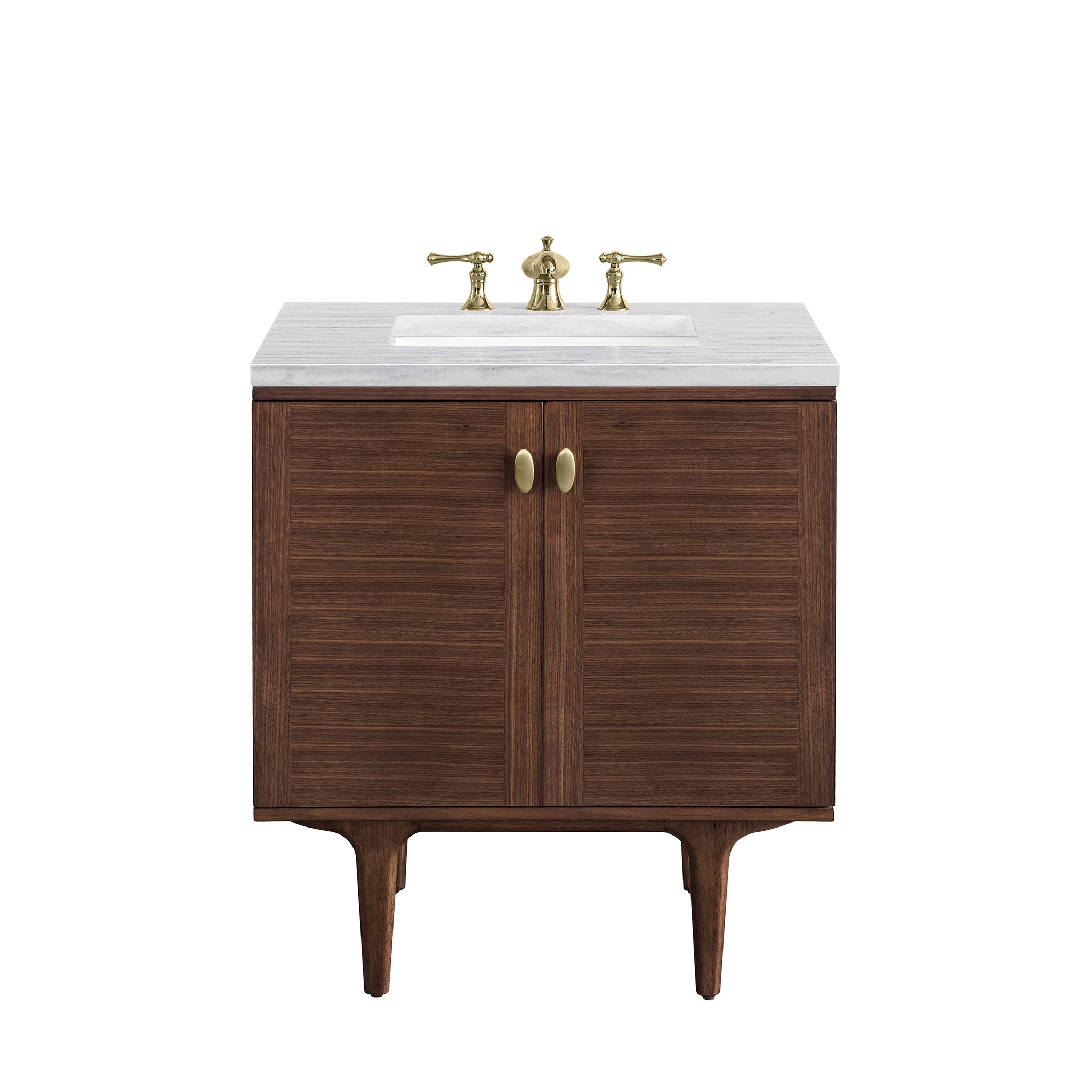 James Martin Amberly 30" Single Vanity in Mid-Century Walnut with 3cm Countertop