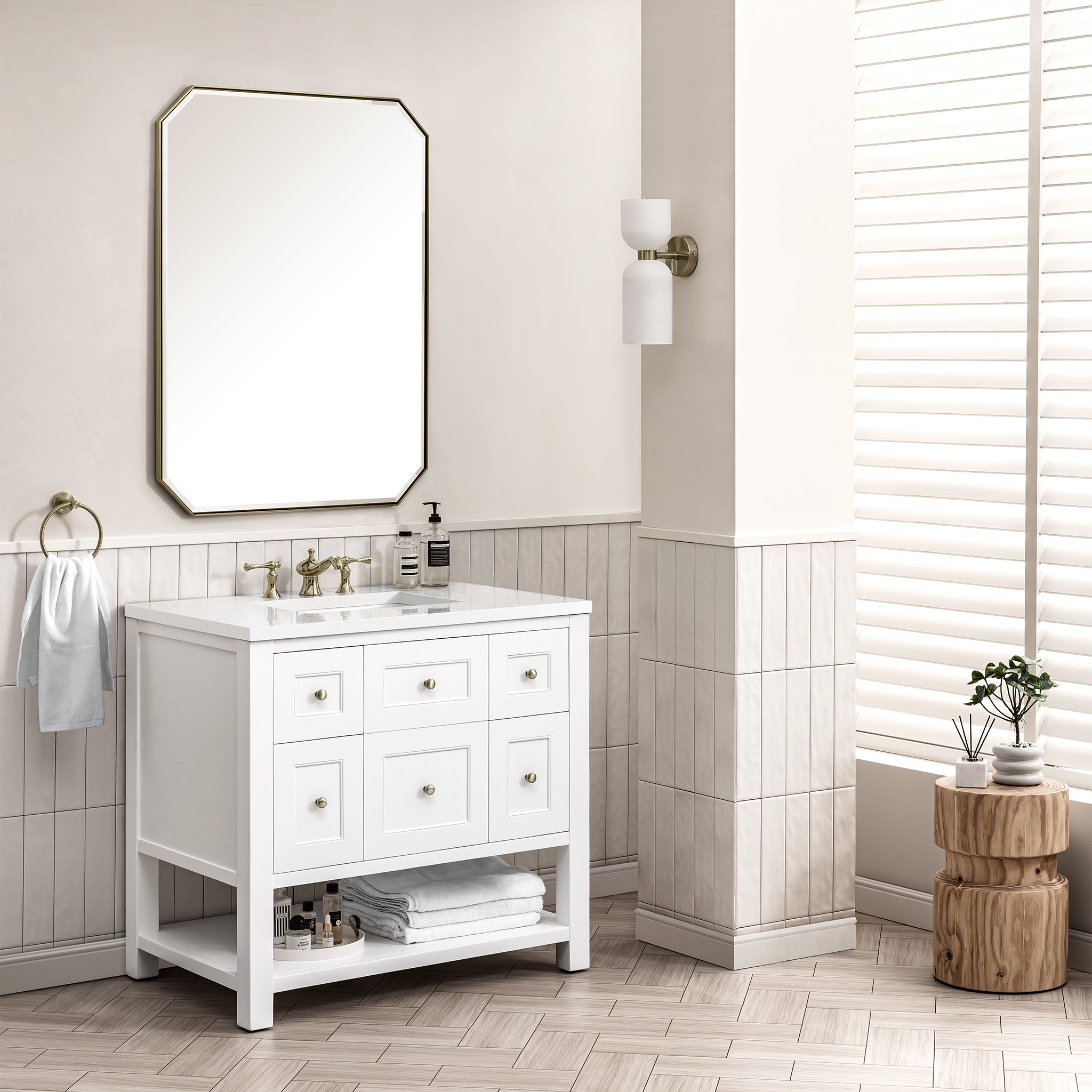 James Martin Breckenridge 36" Single Vanity in Bright White with 3cm Countertop