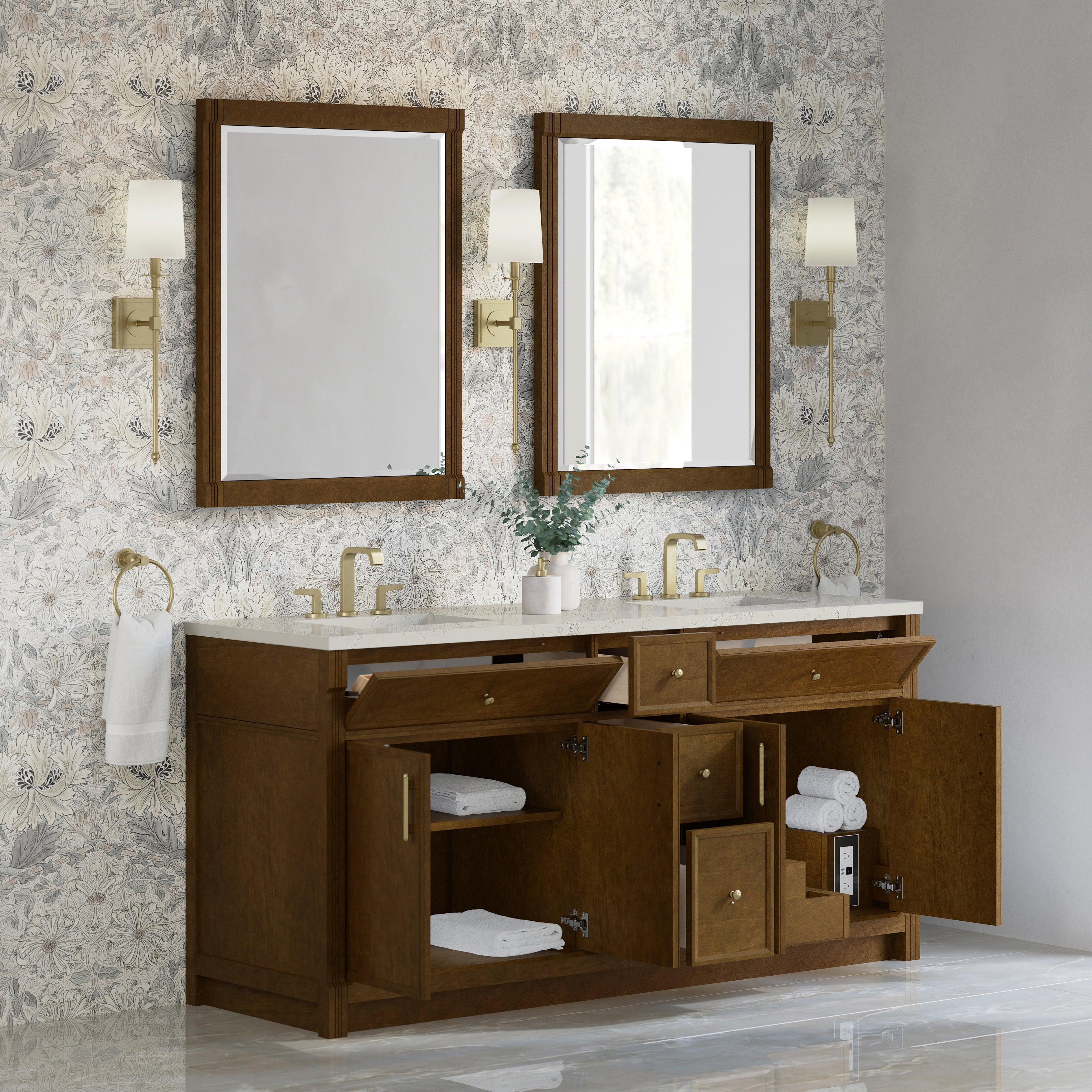 James Martin Bellshire 72" Double Vanity in Honey Oak with 3cm Countertop