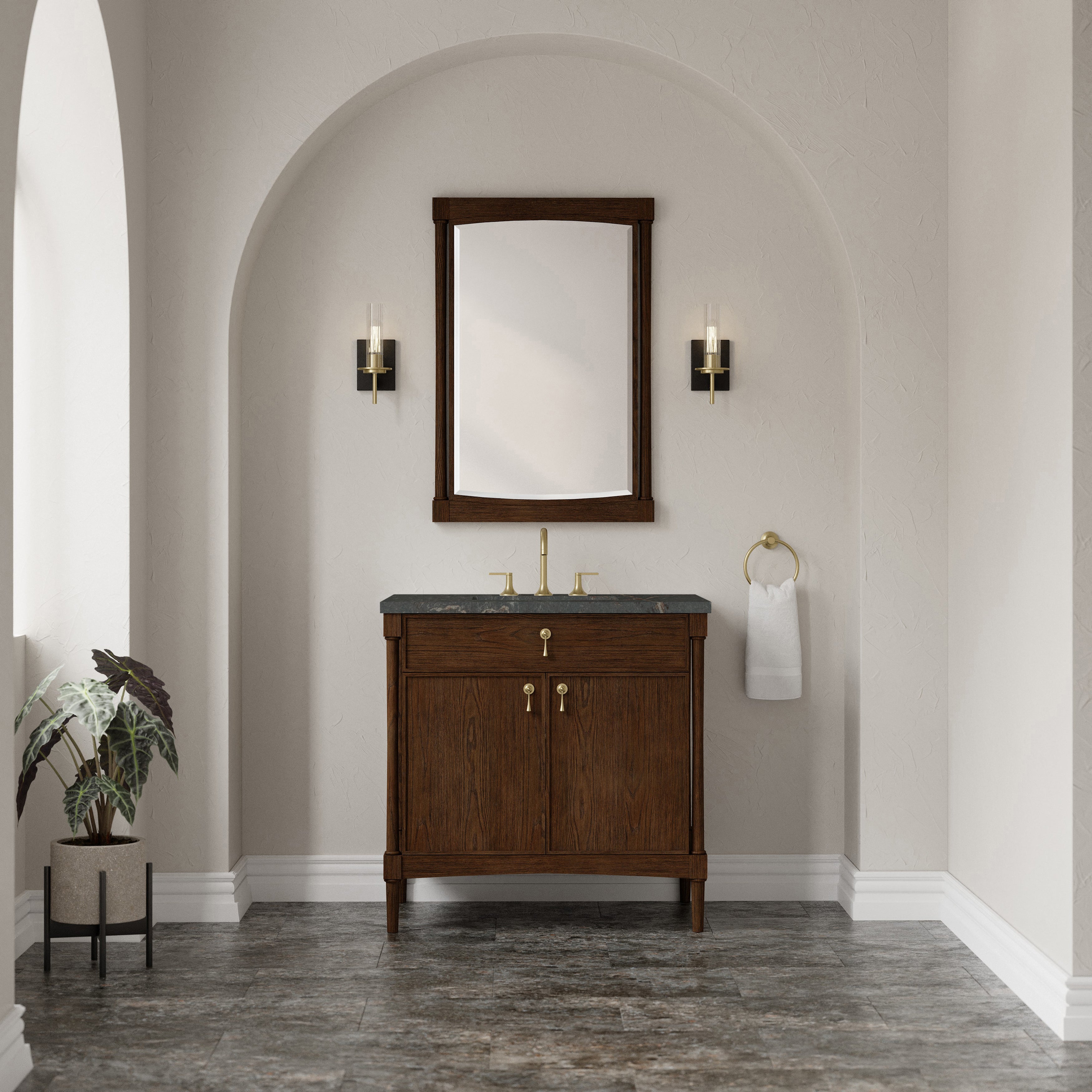 James Martin Kinnsden 36" Single Vanity in Sable Oak with 3cm Countertop