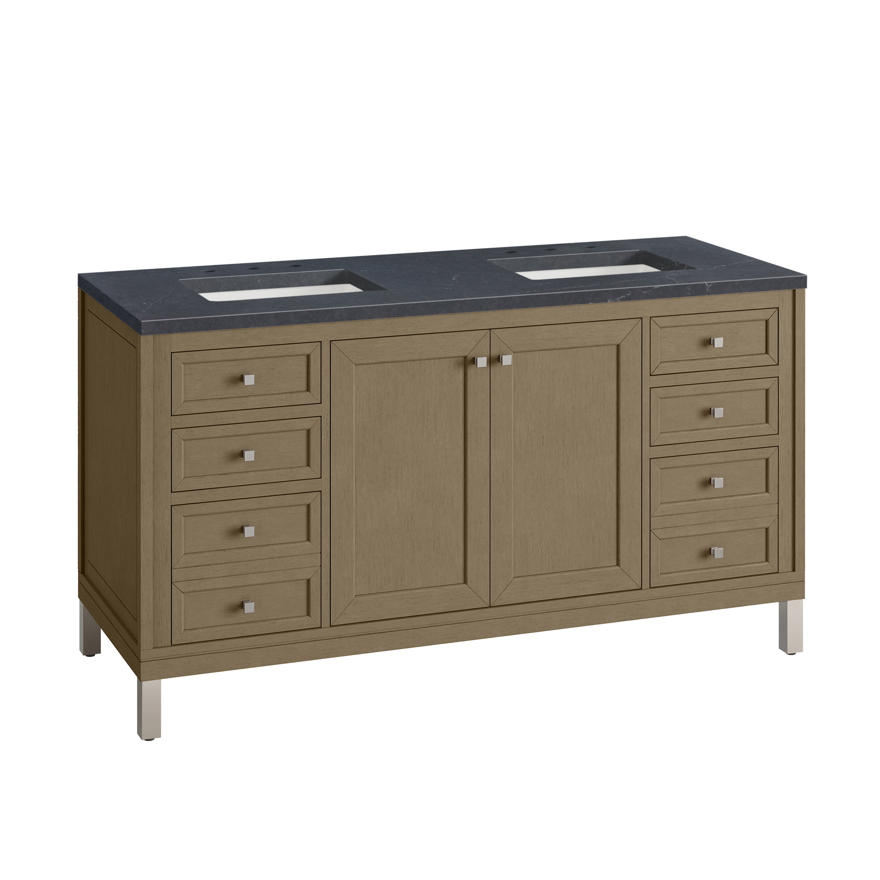 James Martin Chicago 60" Double Vanity in Walnut Whisper with 3cm Countertop