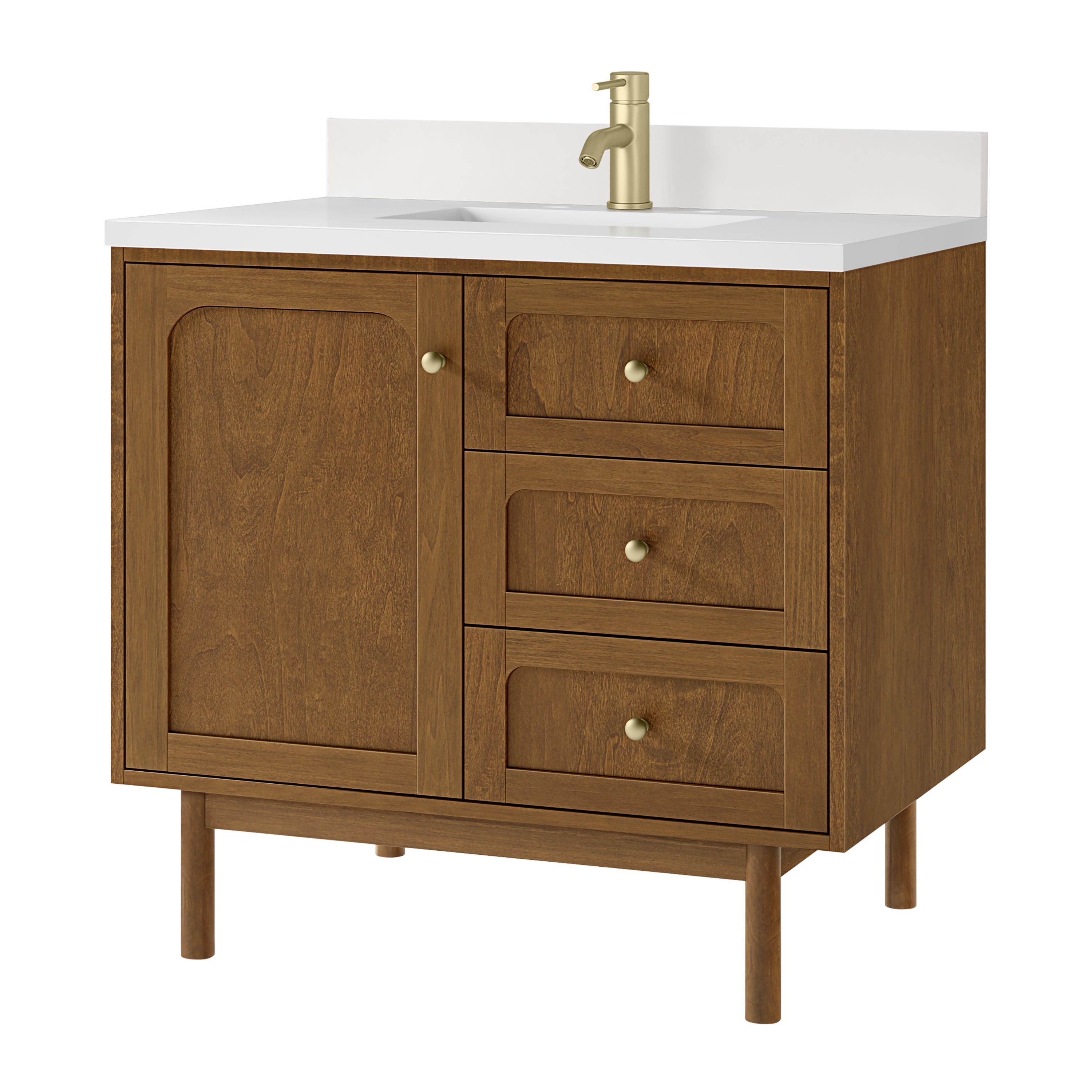 James Martin Laurent 36" Single Vanity in Honey Oak with 3cm Countertop
