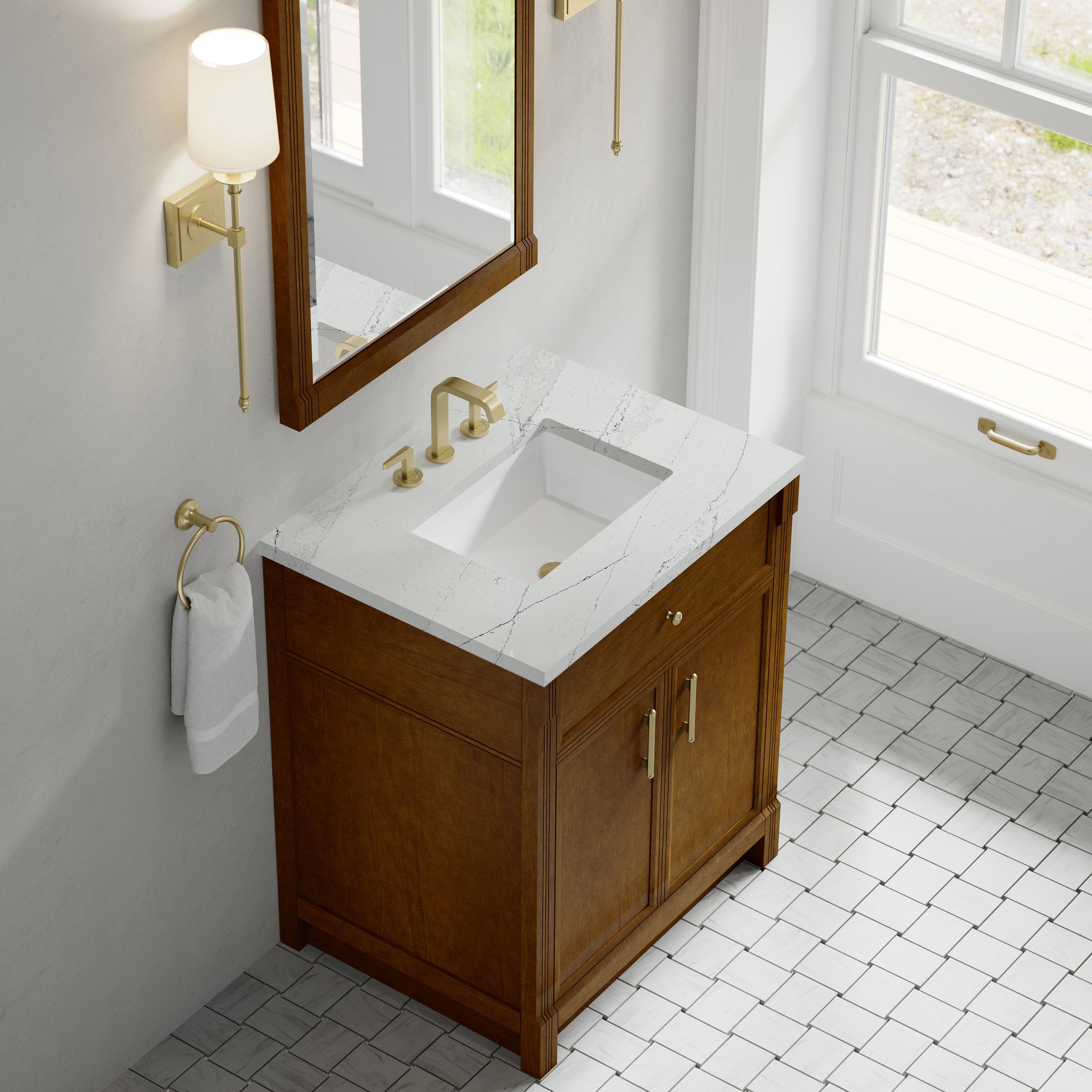 James Martin Bellshire 30" Single Vanity in Honey Oak with 3cm Countertop