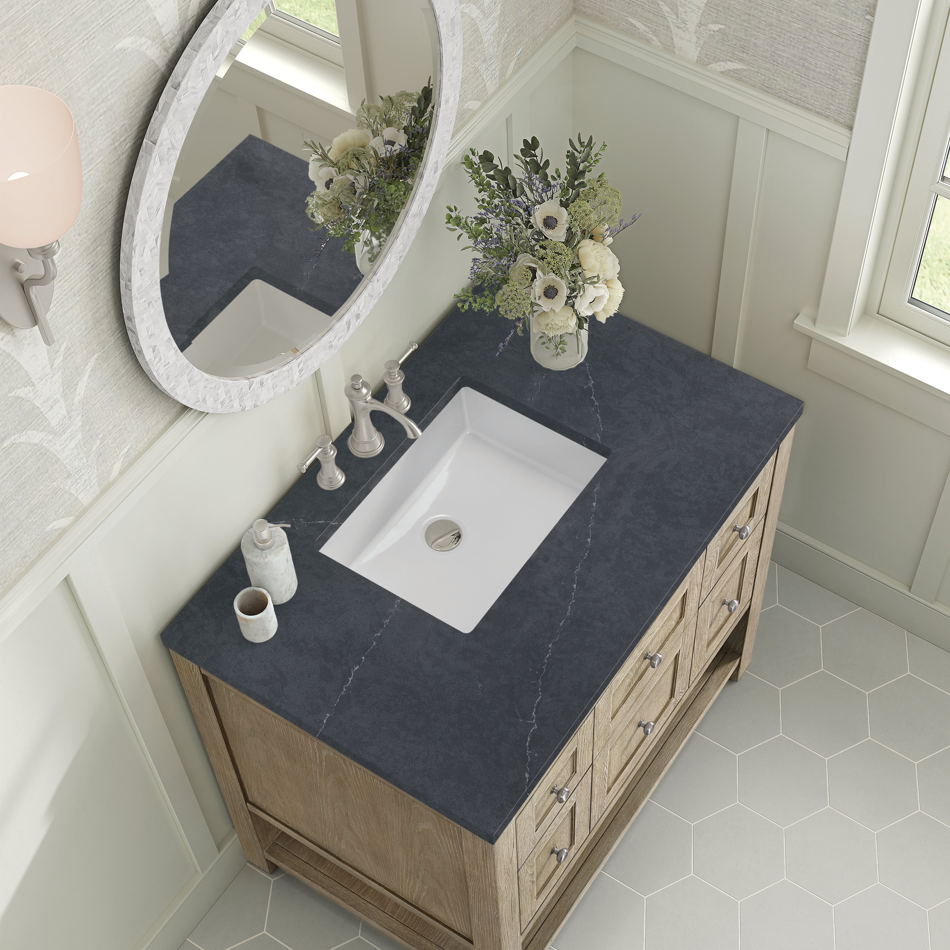 James Martin Breckenridge 36" Single in Whitewashed Oak with 3cm Countertop