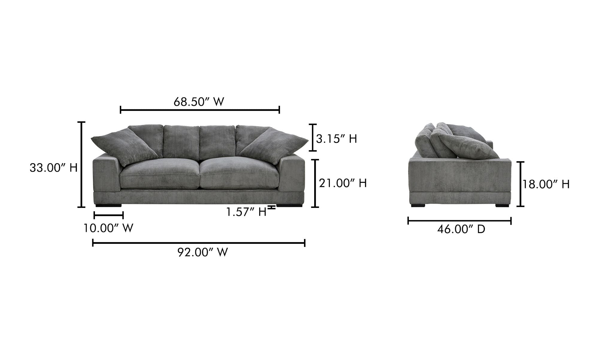 Moes Plunge Sofa Charcoal TN-1021