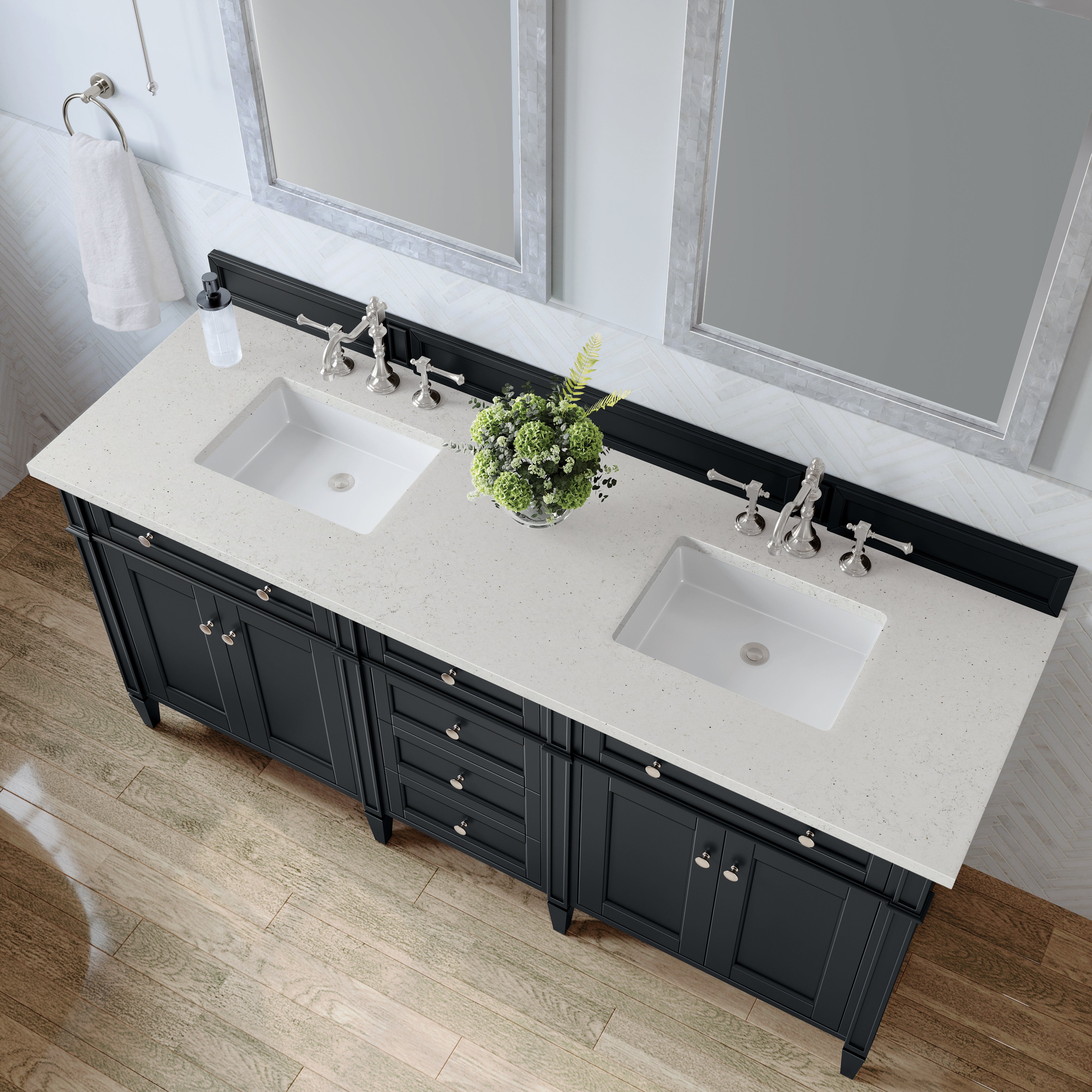 James Martin Brittany 72" Double Vanity in Black Onyx with 3cm Countertop