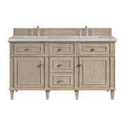 James Martin Lorelai 60" Double Vanity in Whitewashed Oak with 3cm Countertop and FreePower Wireless Charger