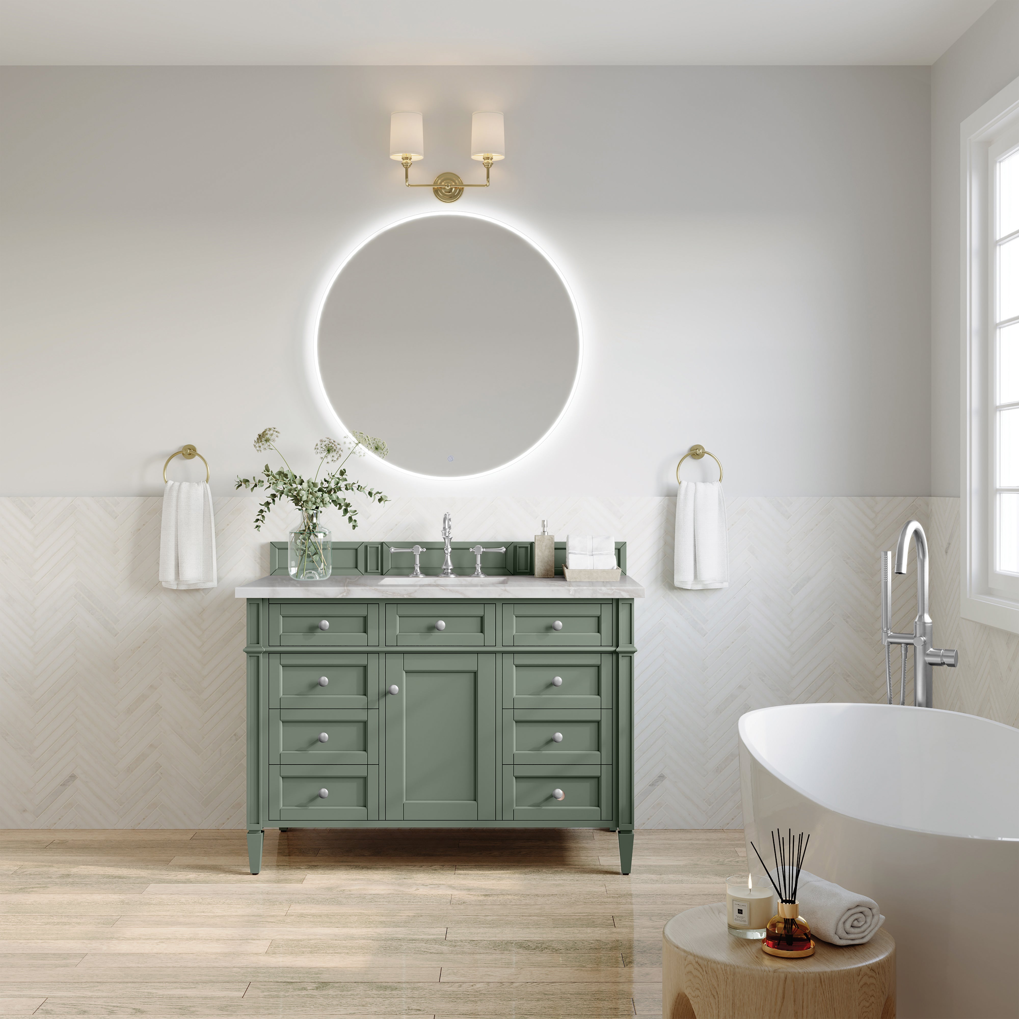 James Martin Brittany 48" Single Vanity in Smokey Celadon with 3cm Countertop