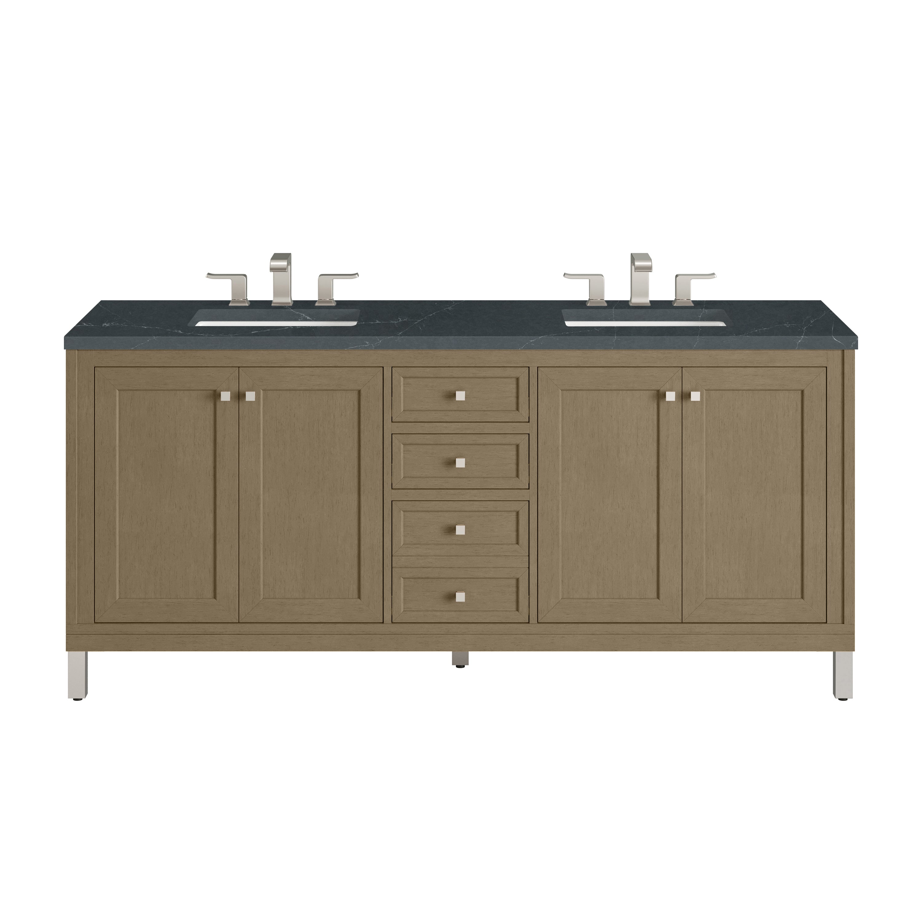 James Martin Chicago 72" Double Vanity in Walnut Whisper with 3cm Countertop