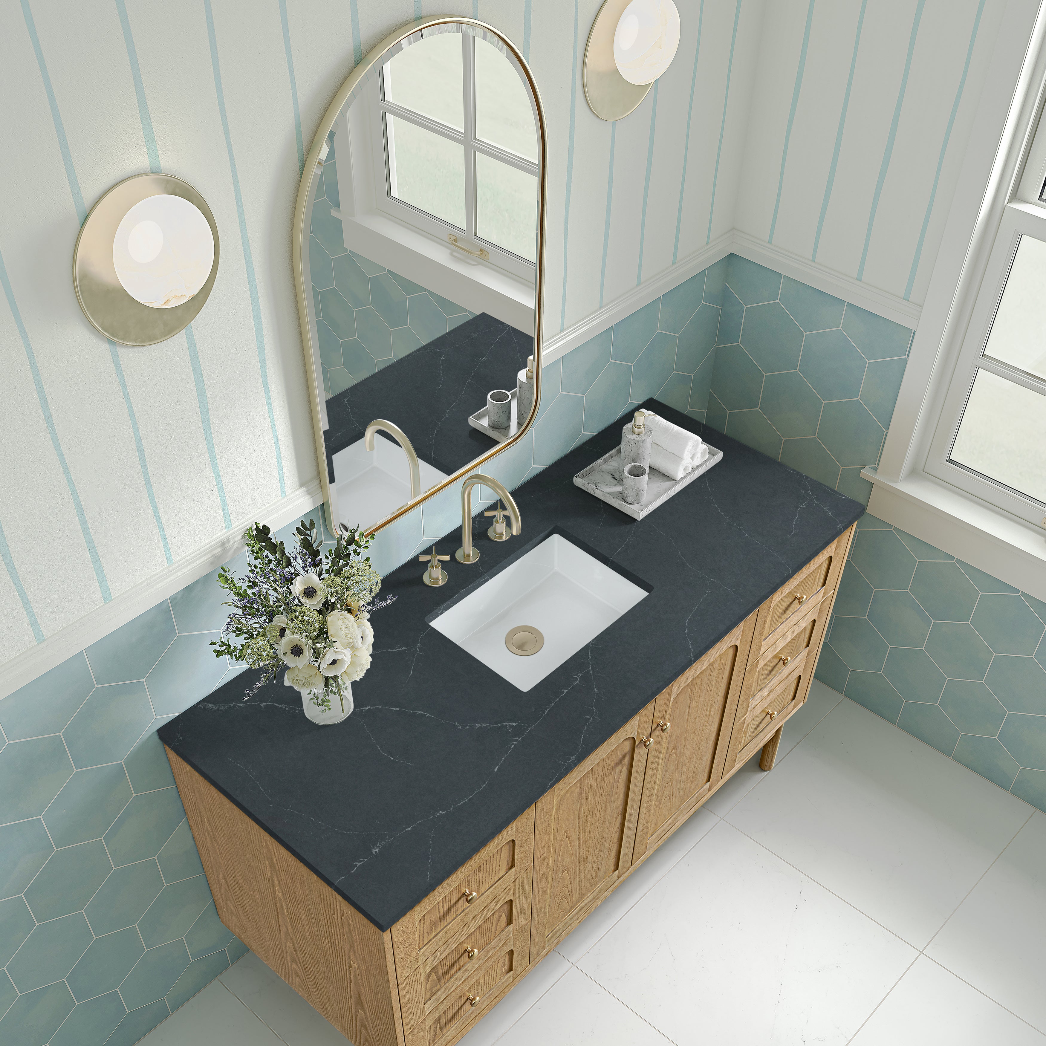 James Martin Laurent 60" Single Vanity in Light Natural Oak with 3cm Countertop