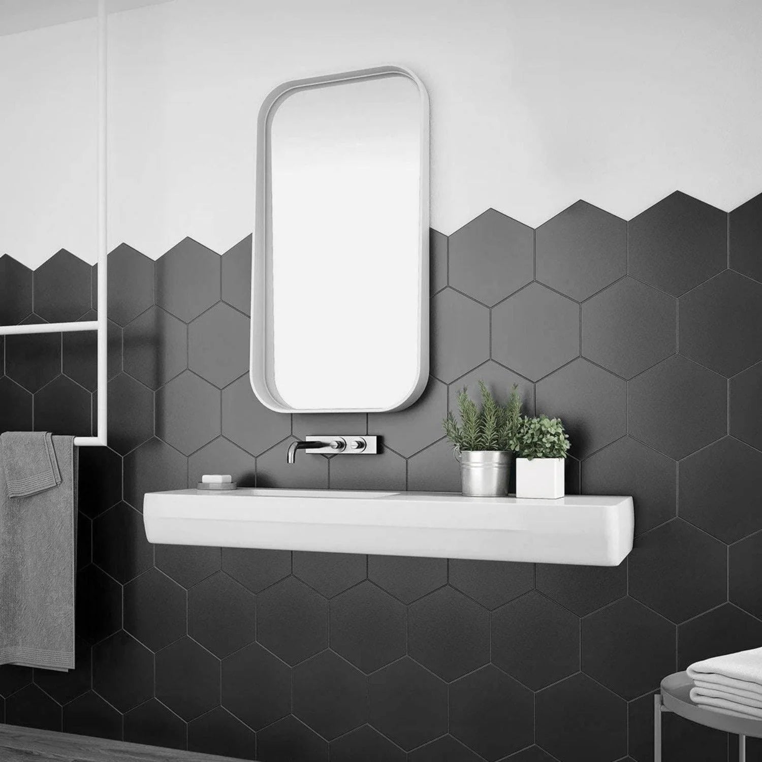 Toscana Negro Porcelain Hexagon tile 10"