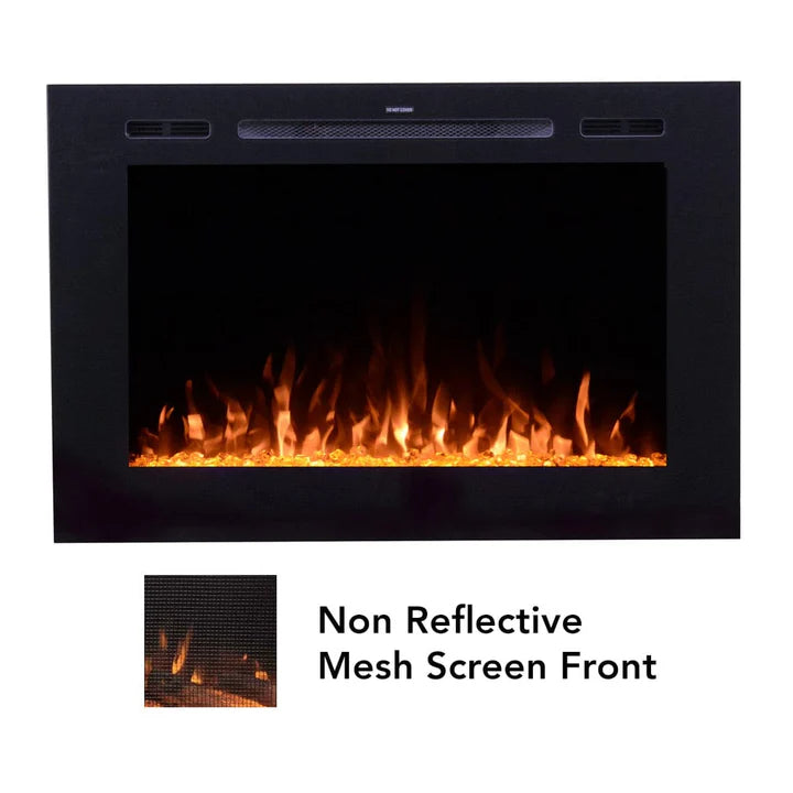 Touchstone Forte™ Steel Mesh Screen 40" Non-Reflective Recessed Electric Fireplace – 80048