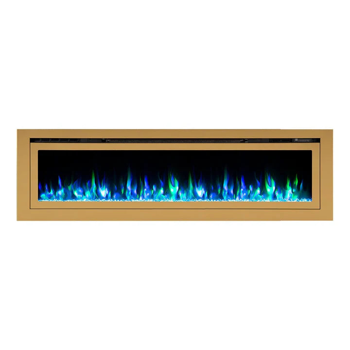 Touchstone Sideline Deluxe Gold 72″ Recessed Smart Electric Fireplace – 86278