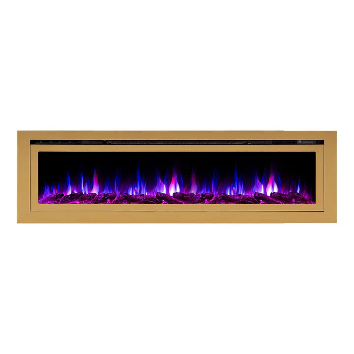 Touchstone Sideline Deluxe Gold 72″ Recessed Smart Electric Fireplace – 86278