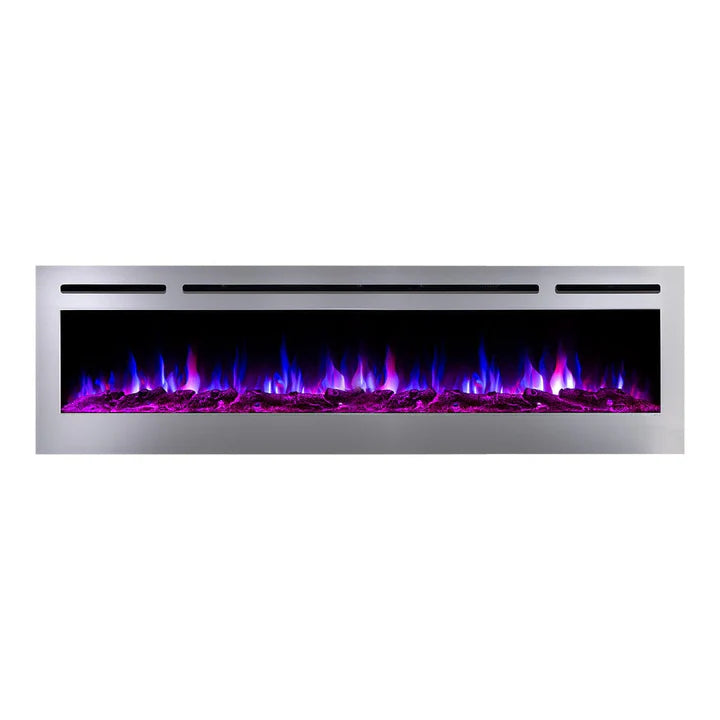 Touchstone Sideline Deluxe Stainless Steel 72″ Recessed Smart Electric Fireplace – 86279