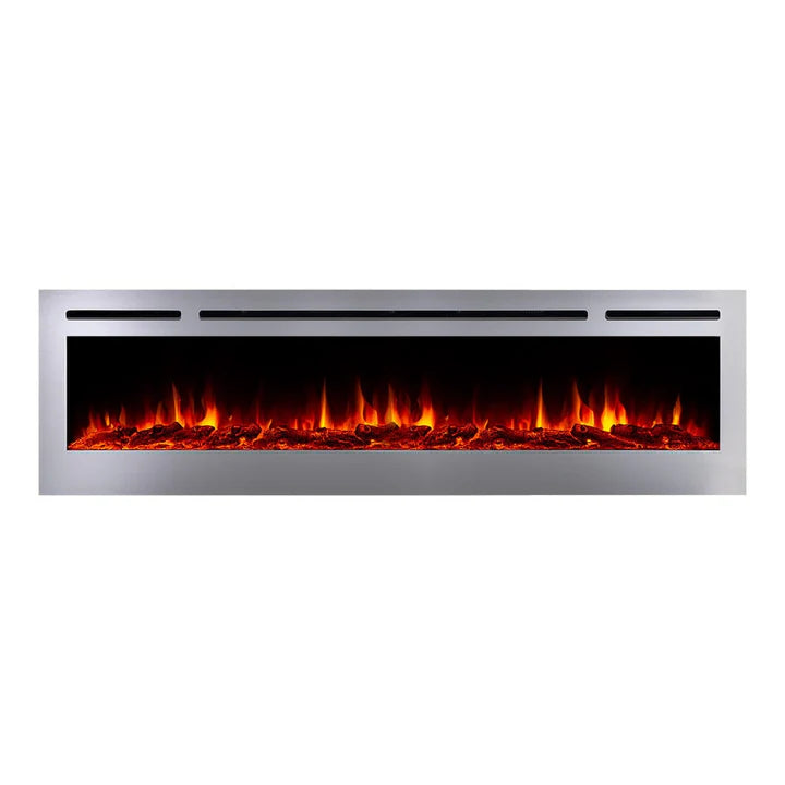 Touchstone Sideline Deluxe Stainless Steel 72″ Recessed Smart Electric Fireplace – 86279