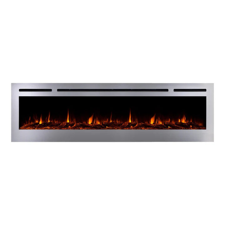 Touchstone Sideline Deluxe Stainless Steel 72″ Recessed Smart Electric Fireplace – 86279
