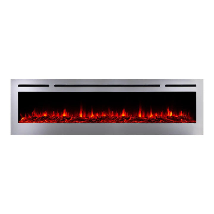 Touchstone Sideline Deluxe Stainless Steel 72″ Recessed Smart Electric Fireplace – 86279