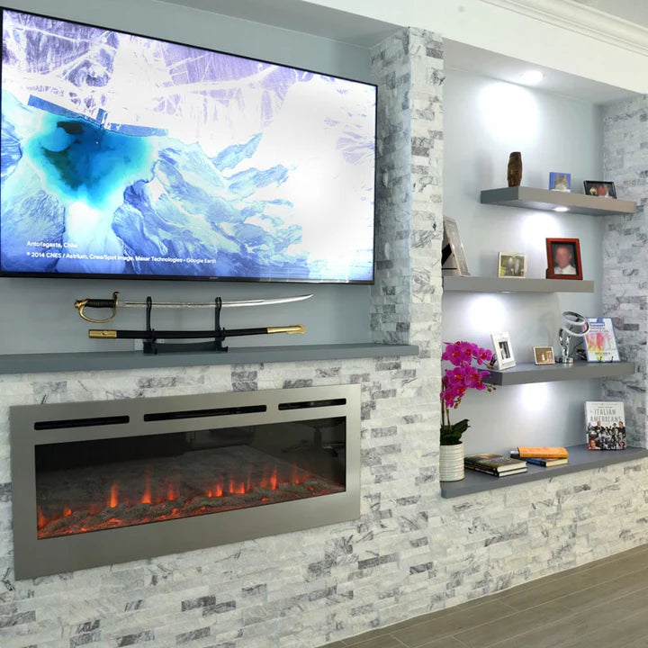 Touchstone Sideline Deluxe Stainless Steel 50″ Recessed Electric Fireplace – 86273