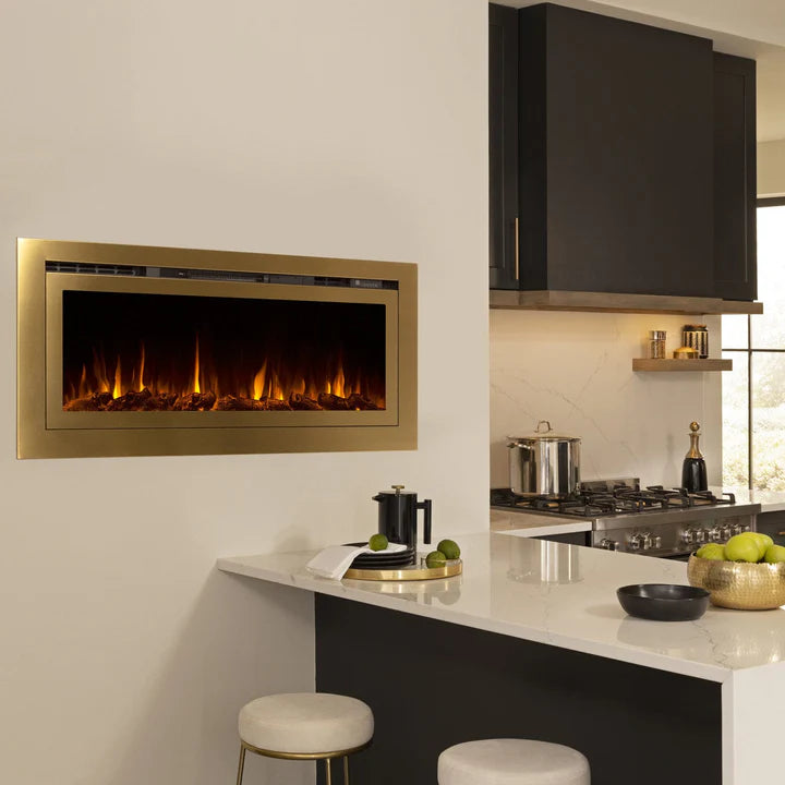 Touchstone Sideline Deluxe Gold 60″ Recessed Smart Electric Fireplace – 86276