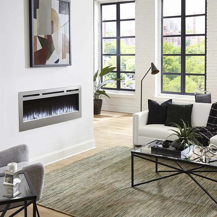 Touchstone Sideline Deluxe Stainless Steel 50″ Recessed Electric Fireplace – 86273