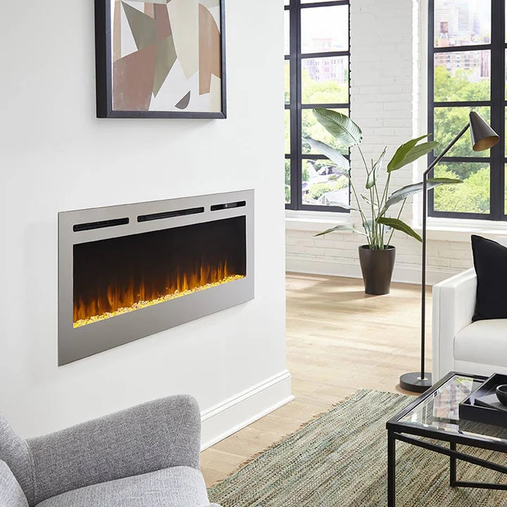 Touchstone Sideline Deluxe Stainless Steel 50″ Recessed Electric Fireplace – 86273