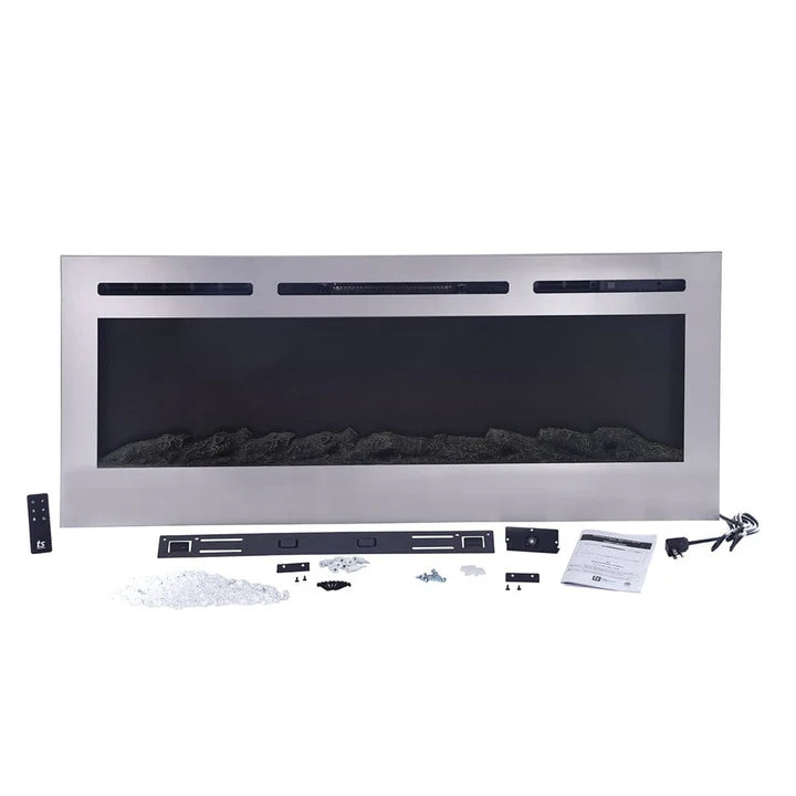 Touchstone Sideline Deluxe Stainless Steel 72″ Recessed Smart Electric Fireplace – 86279