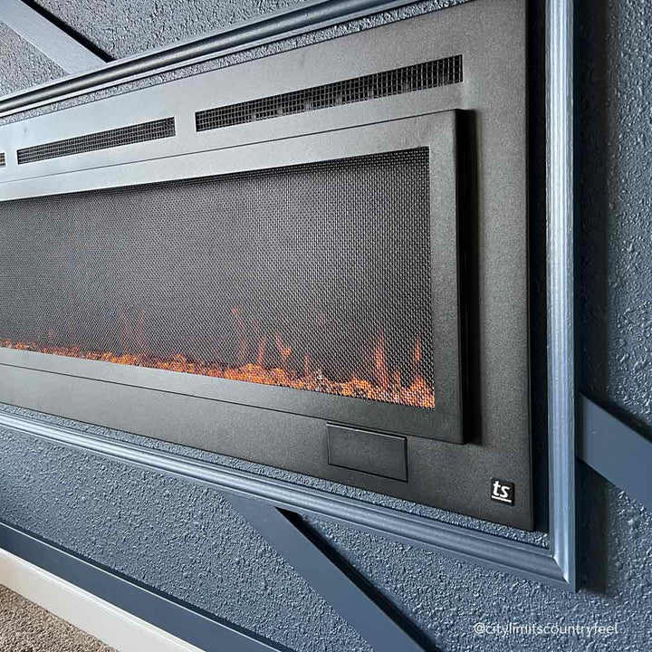 Touchstone Sideline® Steel Mesh Screen 60" Non-Reflective Recessed Electric Fireplace – 80047
