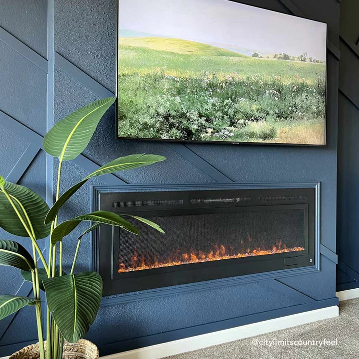 Touchstone Sideline® Steel Mesh Screen 60" Non-Reflective Recessed Electric Fireplace – 80047